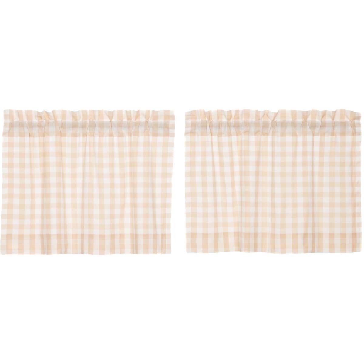 Annie Buffalo Tan Check TIER SET 24″ Cafe’ 100% Cotton Lined