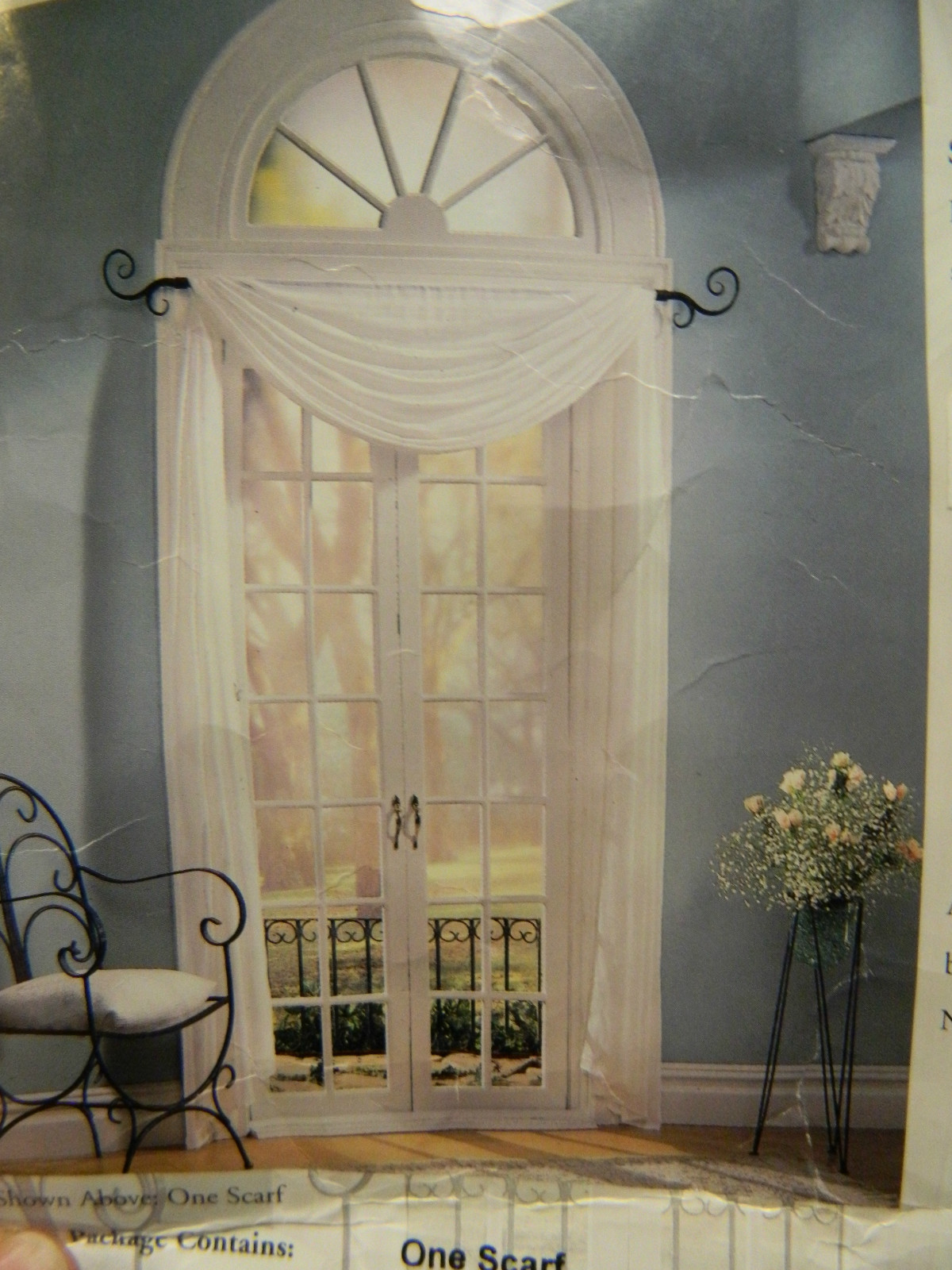 NIP LENO STRIPED WINDOW SCARF. 42″X216″ CURTAIN. MADE IN USA. MSRP 59.99