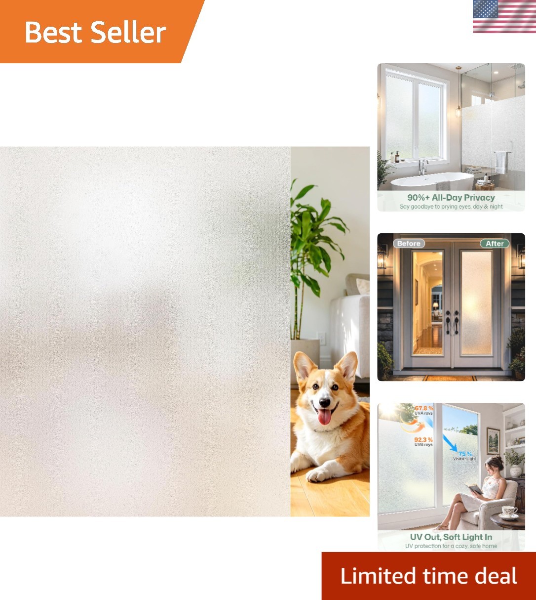 Static Cling Frosted Window Film – Easy Install and Customizable for Any Space