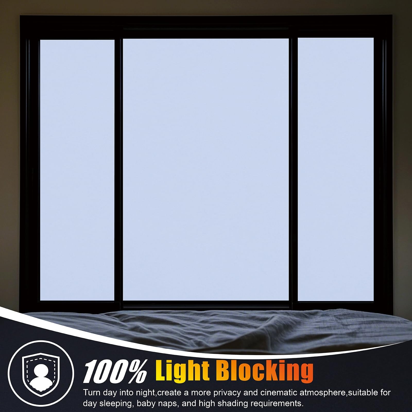 17.5 x 78.7 Inch White Blackout Window Film 100% Light Blocking Window Cover