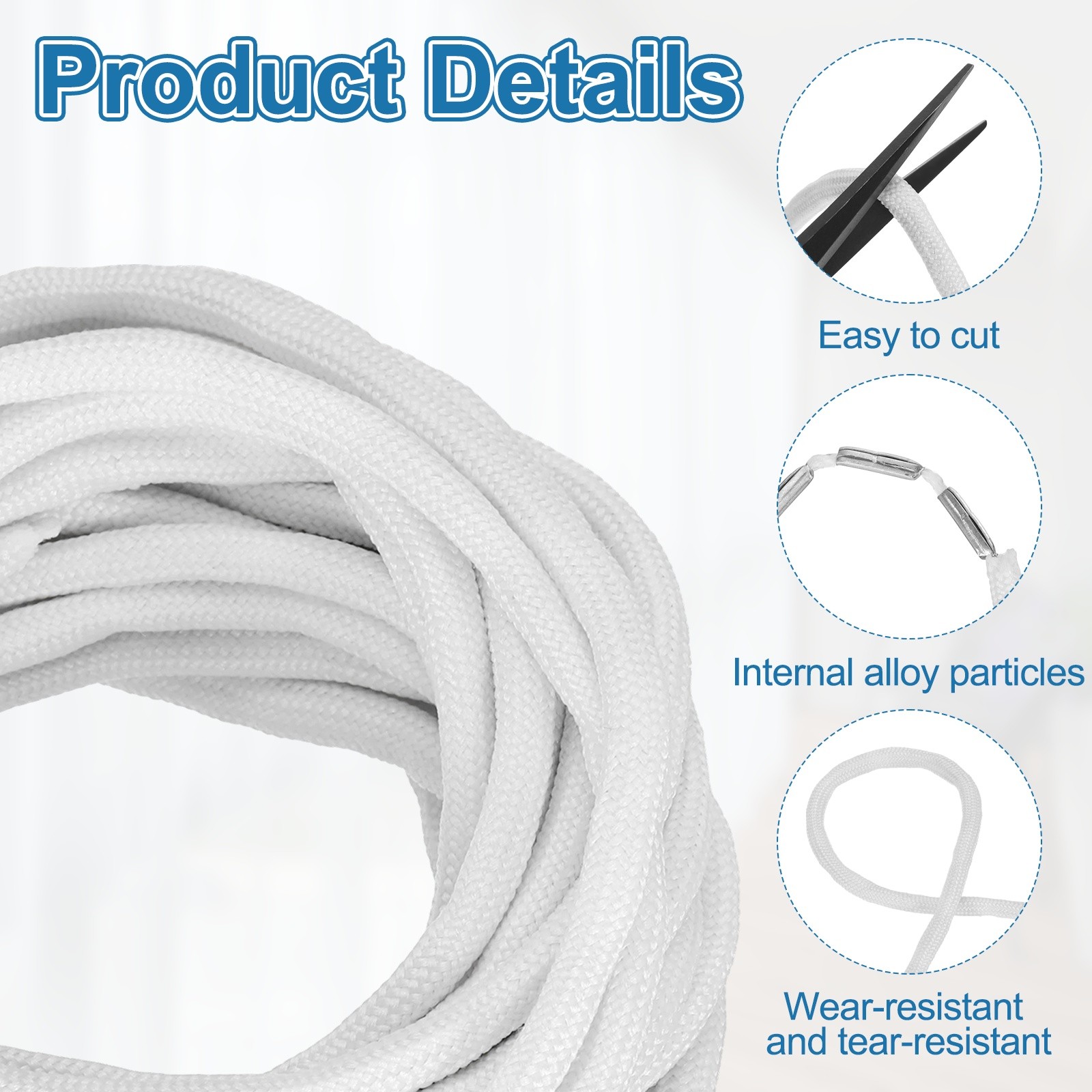 13Yard Curtain Weighted Tape, 25g Alloy Drapery Weight Rope, White