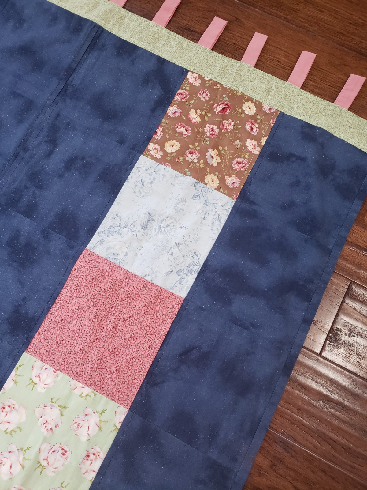 Vintage Patchwork Curtain Panel Handmade 43.5×73” Cotton Rustic Celestial Kids
