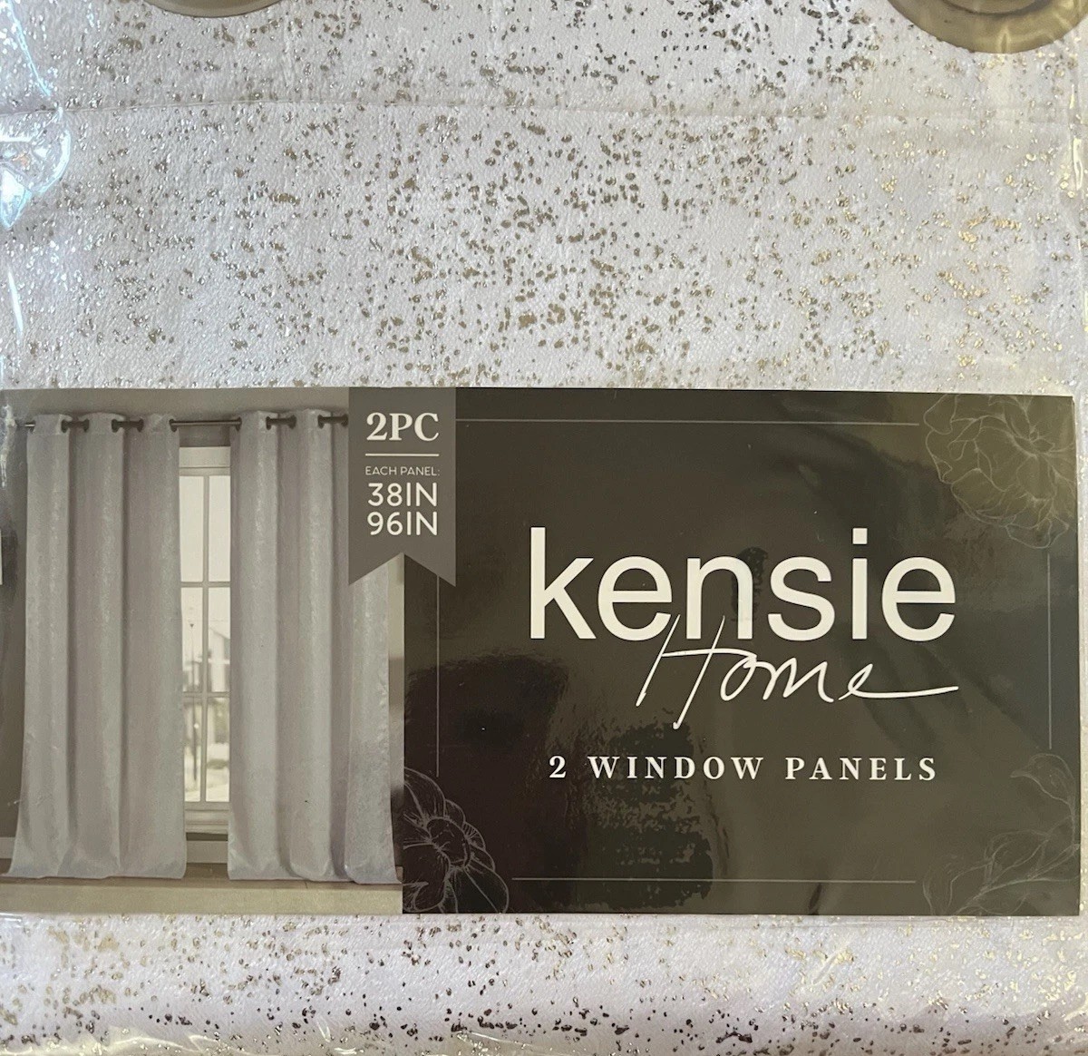 2 Packs Kenzie Home Window Panels – 2pc 38”x96” – White and Silver (4 Panels)