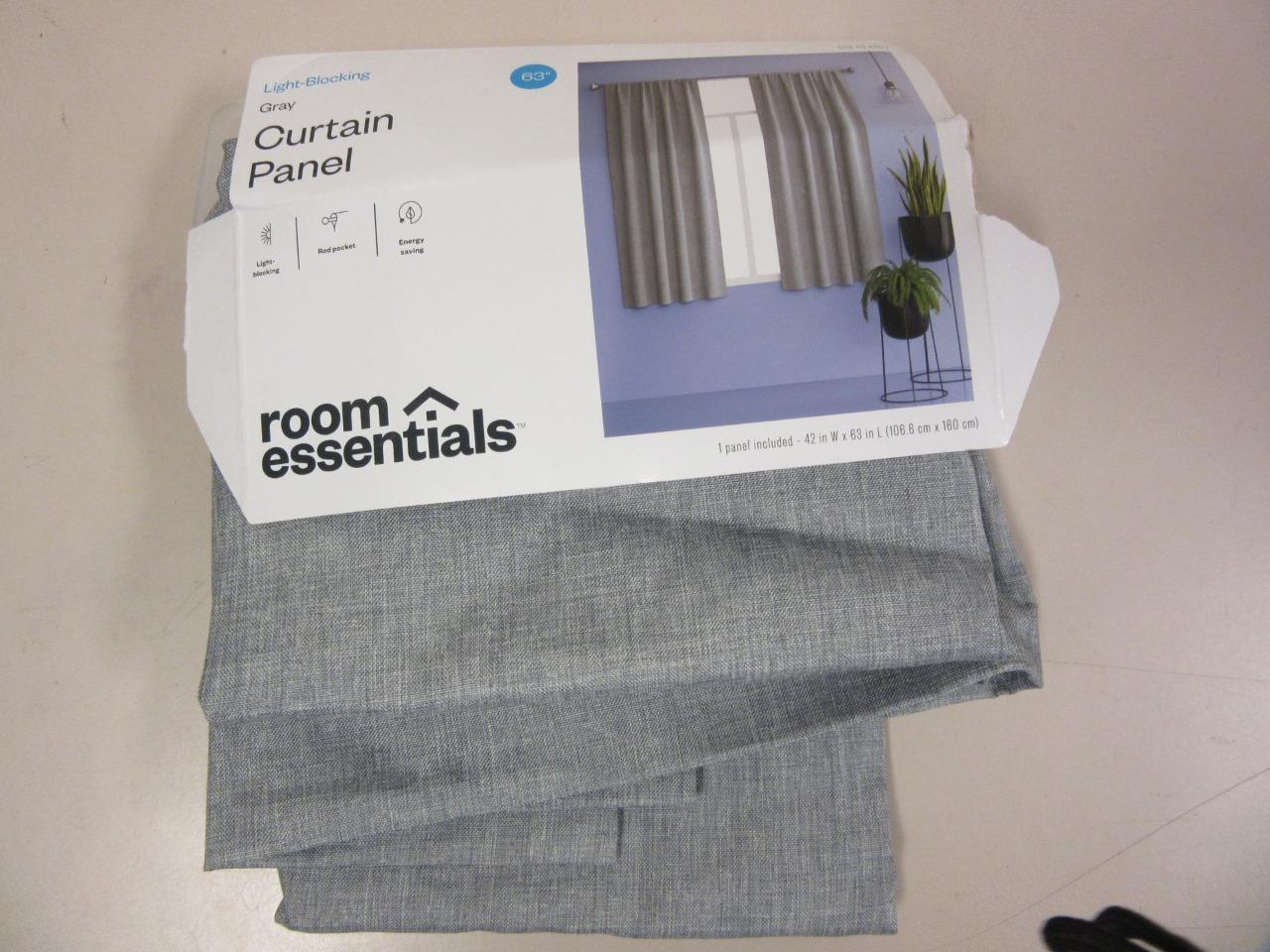 Room Essentials Light-Blocking Curtain Panel Gray 42″ x 63″ Unused