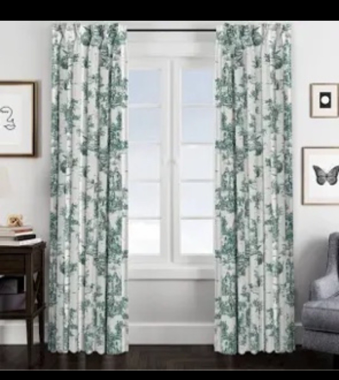 Toile De Jouy 100% Cotton Toile Room Darkening Pinch Pleat Single