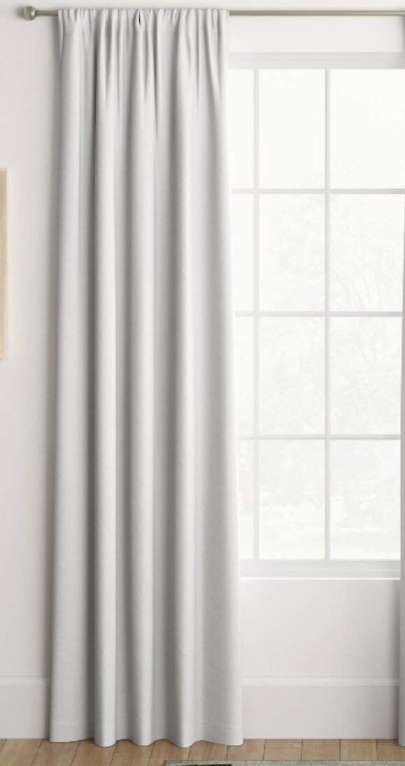 Room Essentials Heathered White Room Darkening Curtain Panel (1)Rod Pocket 42×63