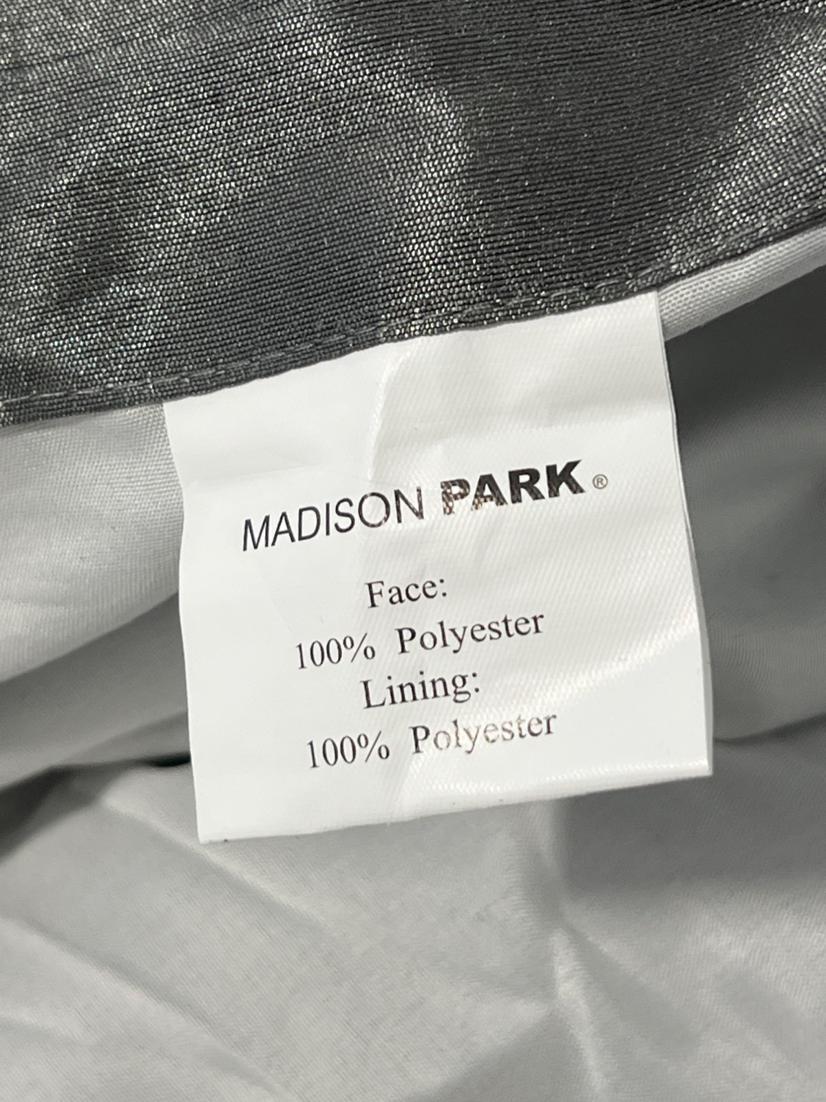 Madison Park Window Valance Dark Gray Satin Beaded Knot Tab Drapery Home Decor