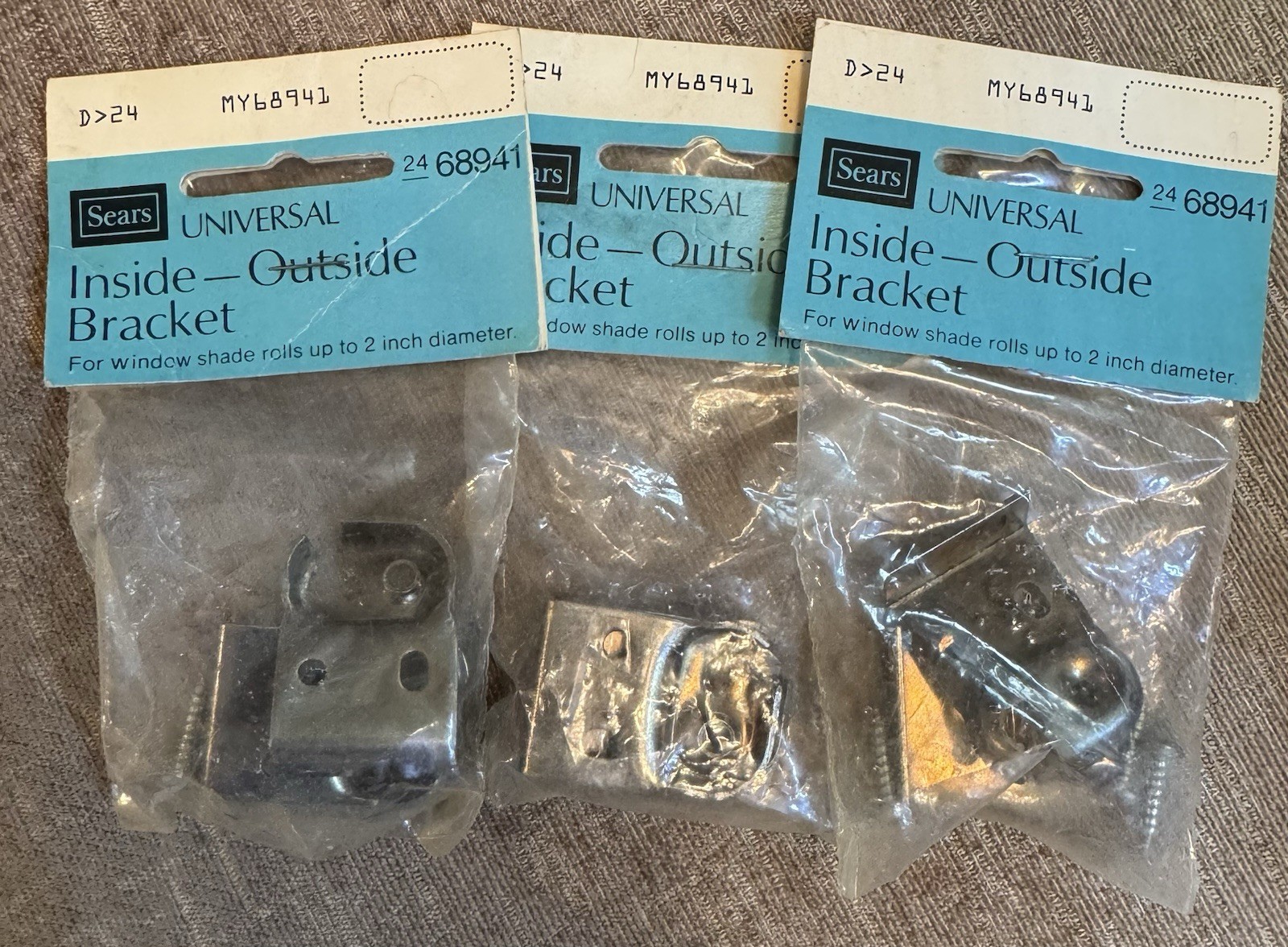 Vintage 3 x Sears Heavy Duty Inside Outside Shade Roll Up Bracket 24-68941 -NOS