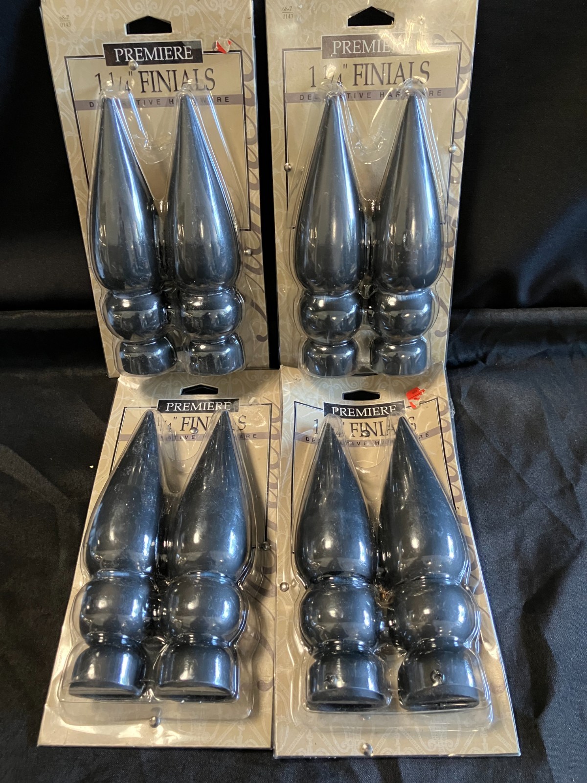 Premiere Drapery Rod Finials 1 1/4” Black Metal