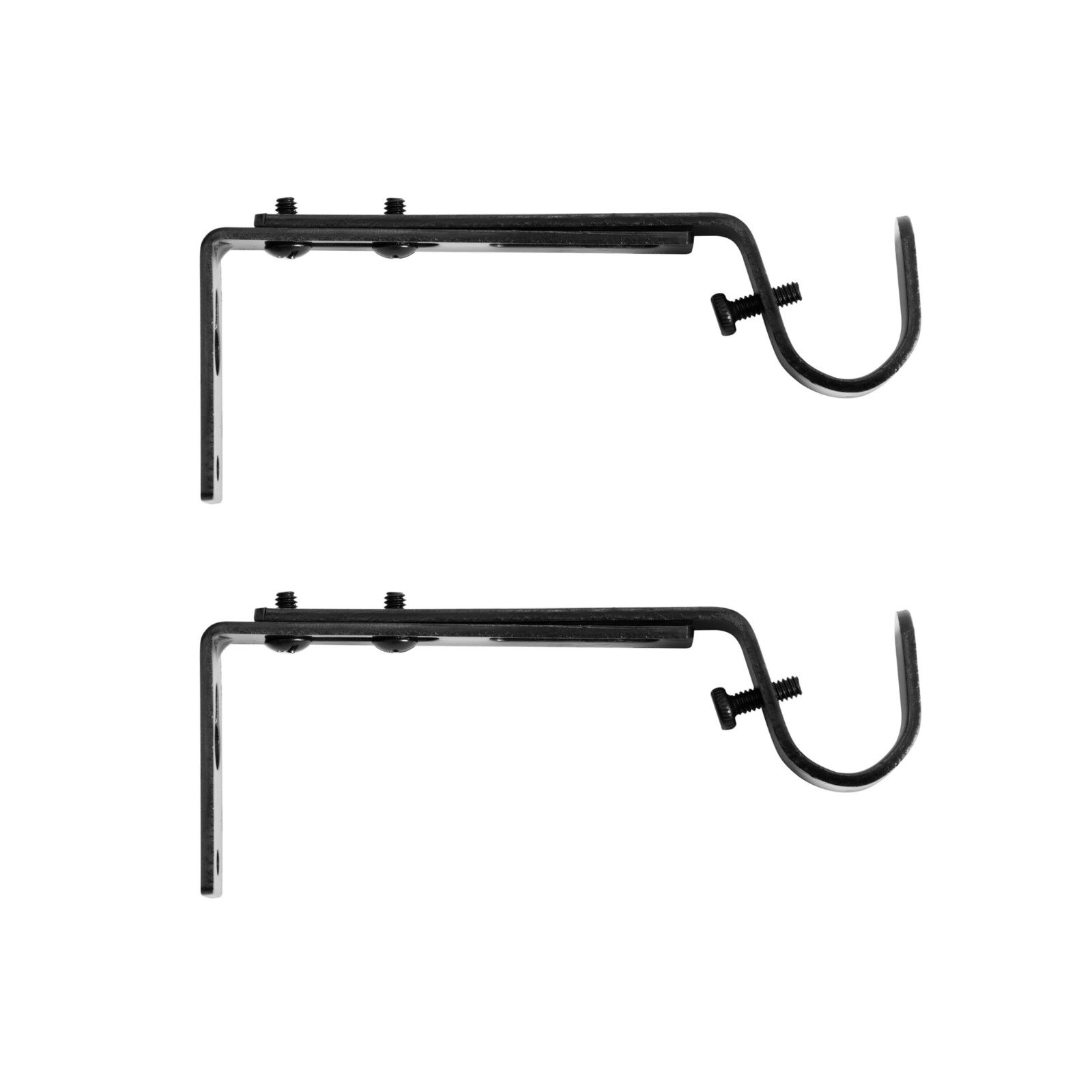 Adjustable Black Curtain Rod Brackets 2-Pack for Home Decor