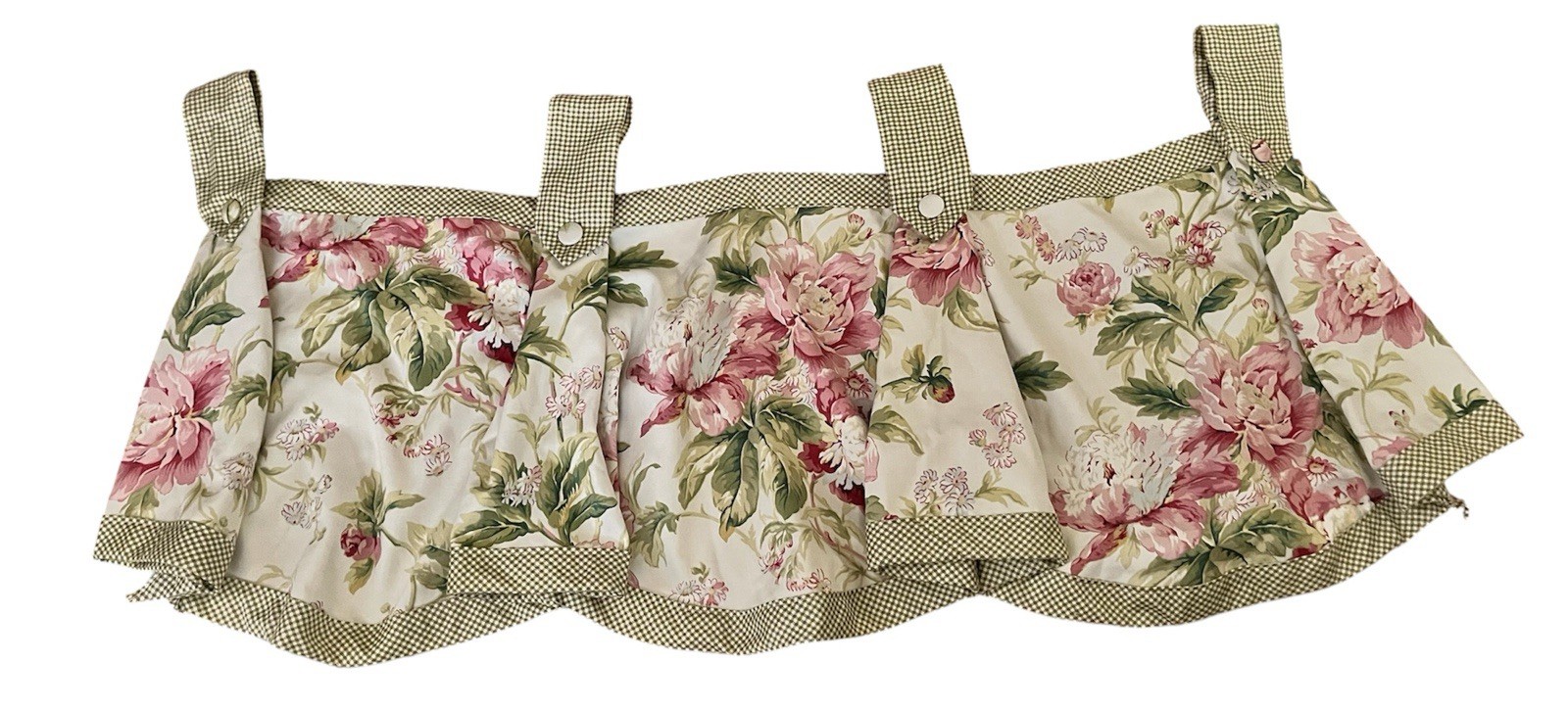 Country Cottage Waverly Forever Peony Green Tab Valance 40”