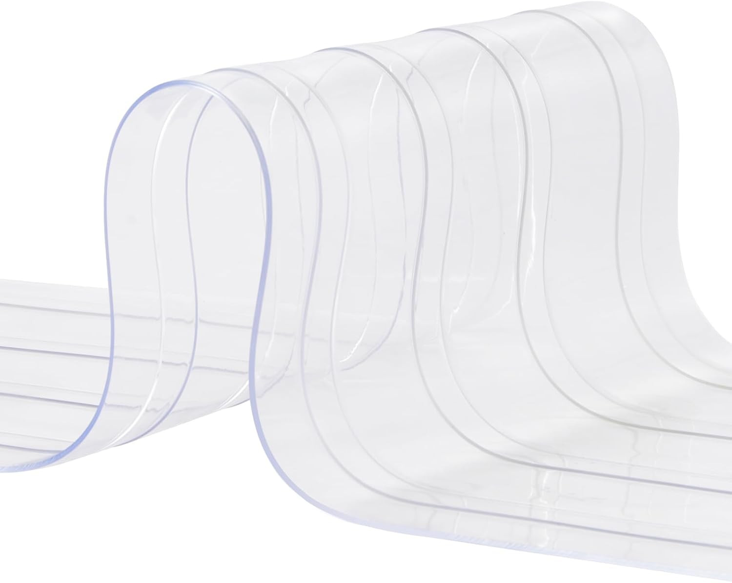 Strip Curtain, 164′ Length X 8″ Width X 0.08″ Thickness, Clear Ribbed PVC Curtai