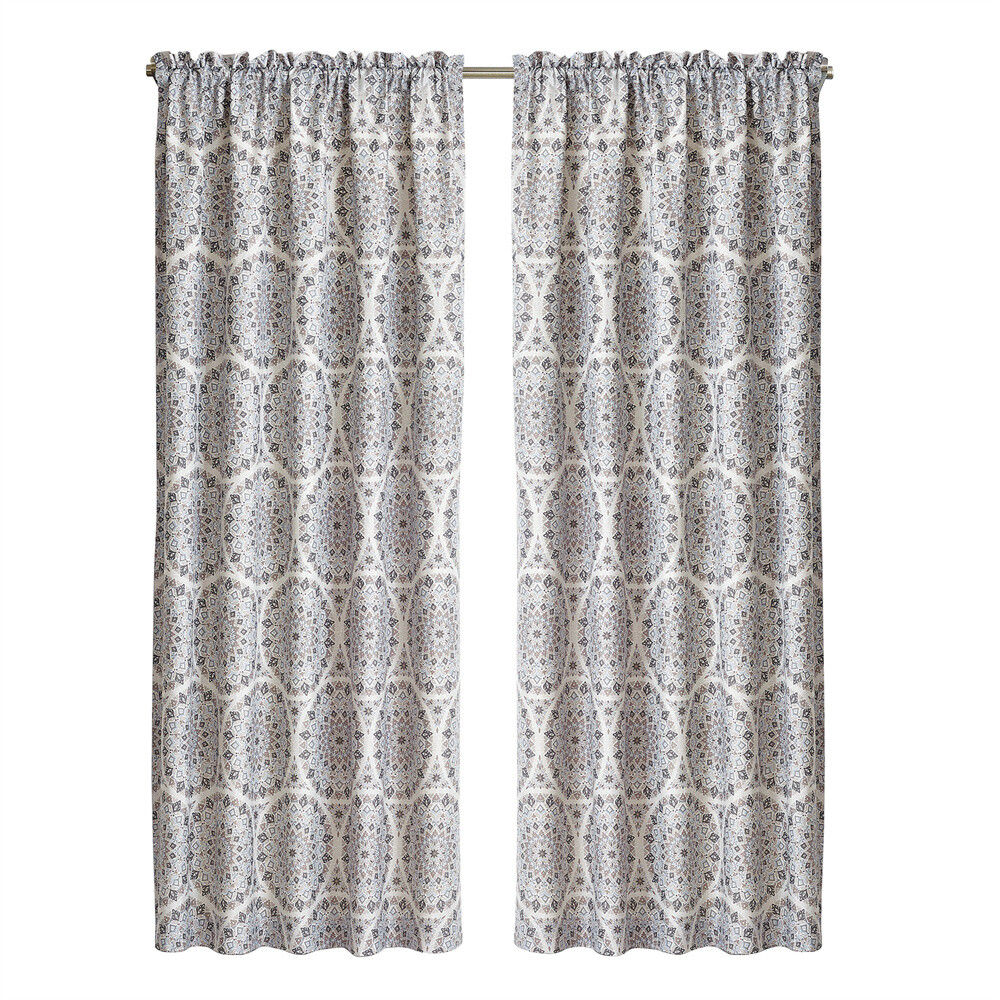 Tribal Medallion Medallion Print Room Darkening Rod Pocket Curtain Panel Pair