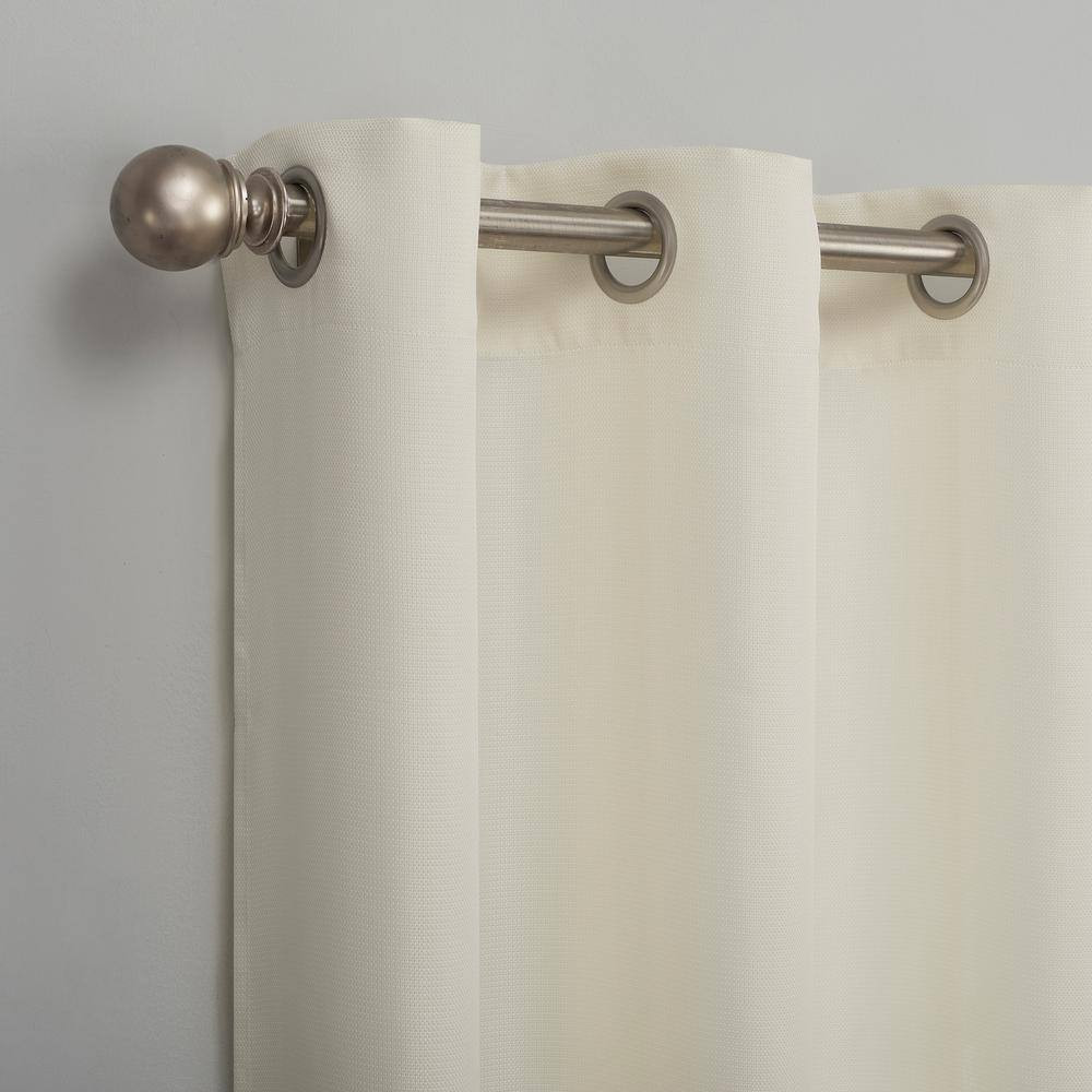 Valerie Heathered Texture Ivory Polyester 40 In. W X 84 In. L Grommet Light Filt