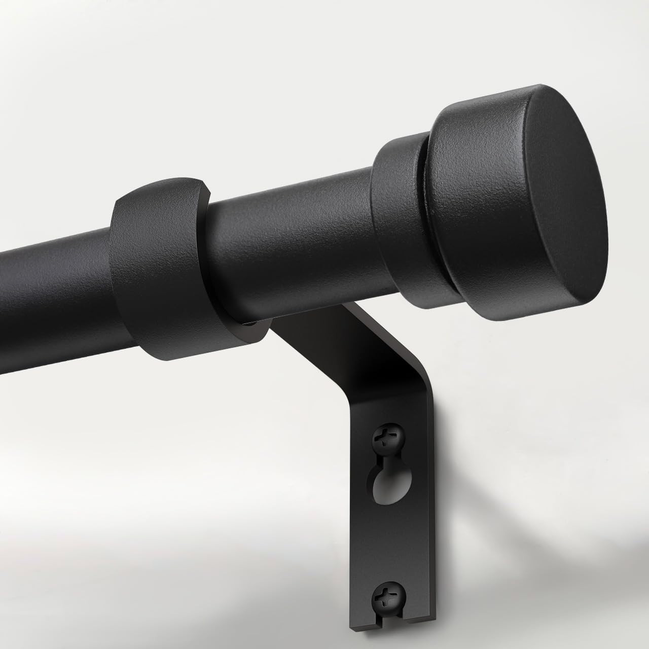 Modern Matte Black Curtain Rods for Windows 72 to 144 Adjustable Length Heavy Du