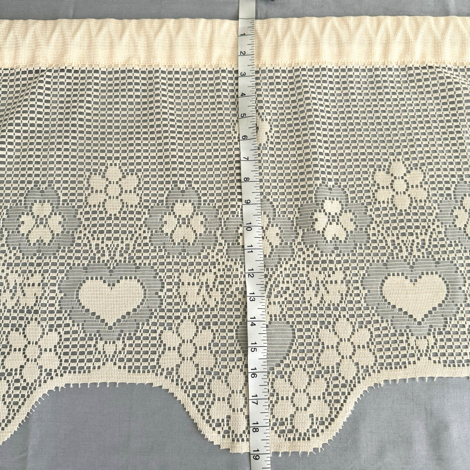 Vtg 90s Country Hearts Louie Hornick Lace Window Valance Cottagecore Granny 59″