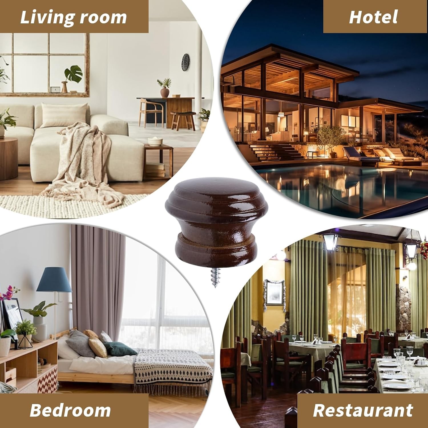 Curtain Rod Finial Replacement for Living Room,Bedroom,2Pcs | Screw on Curtain