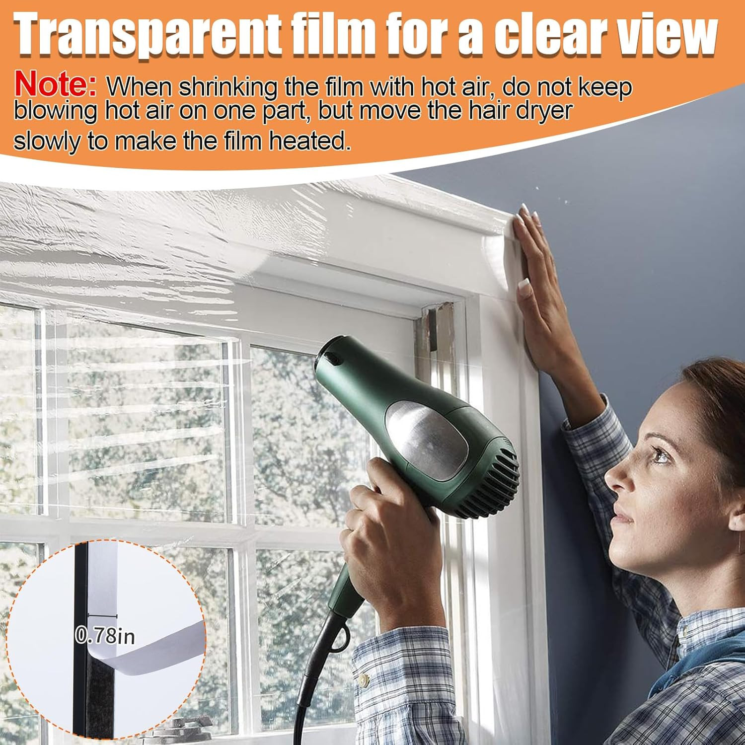 62×236In Window Insulation Kit for Winter- Thicken Indoor 5-Window Plastic for W