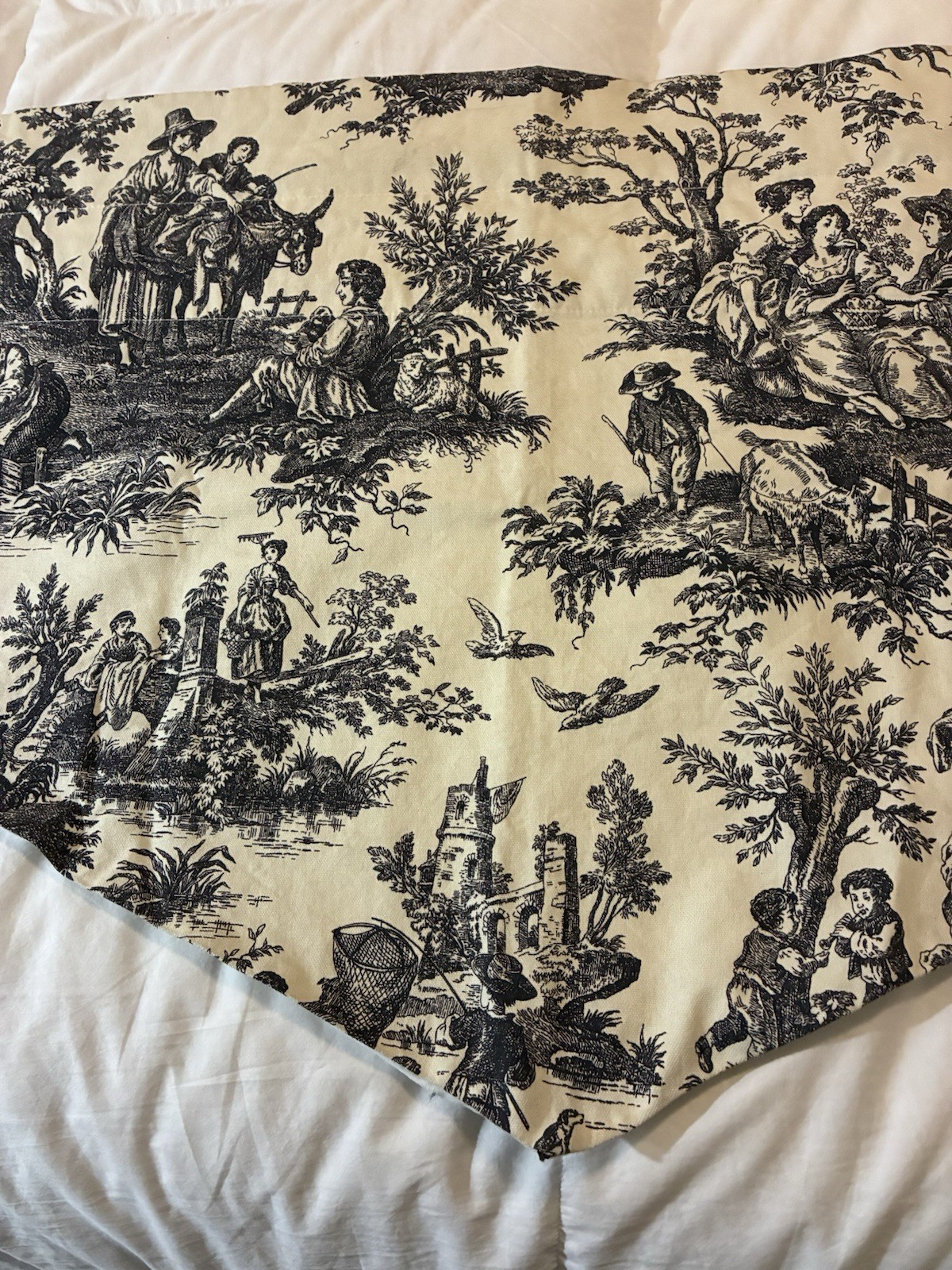 Waverly Ascot Valance French Toile Country Life Cotton Black Lined Vintage 52×21