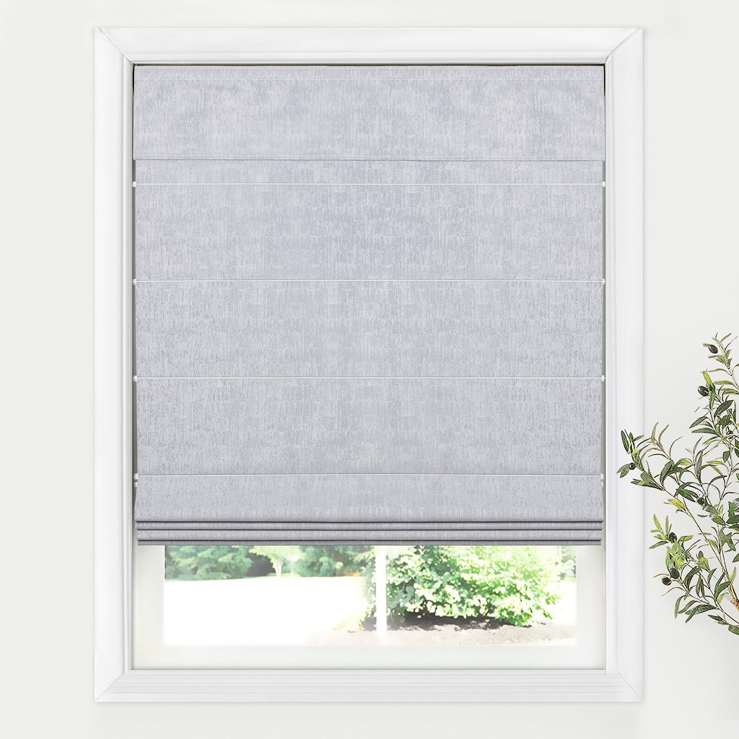 Cordless Roman Shades for Windows, Blackout Room Darkening Thermal Insulated Win