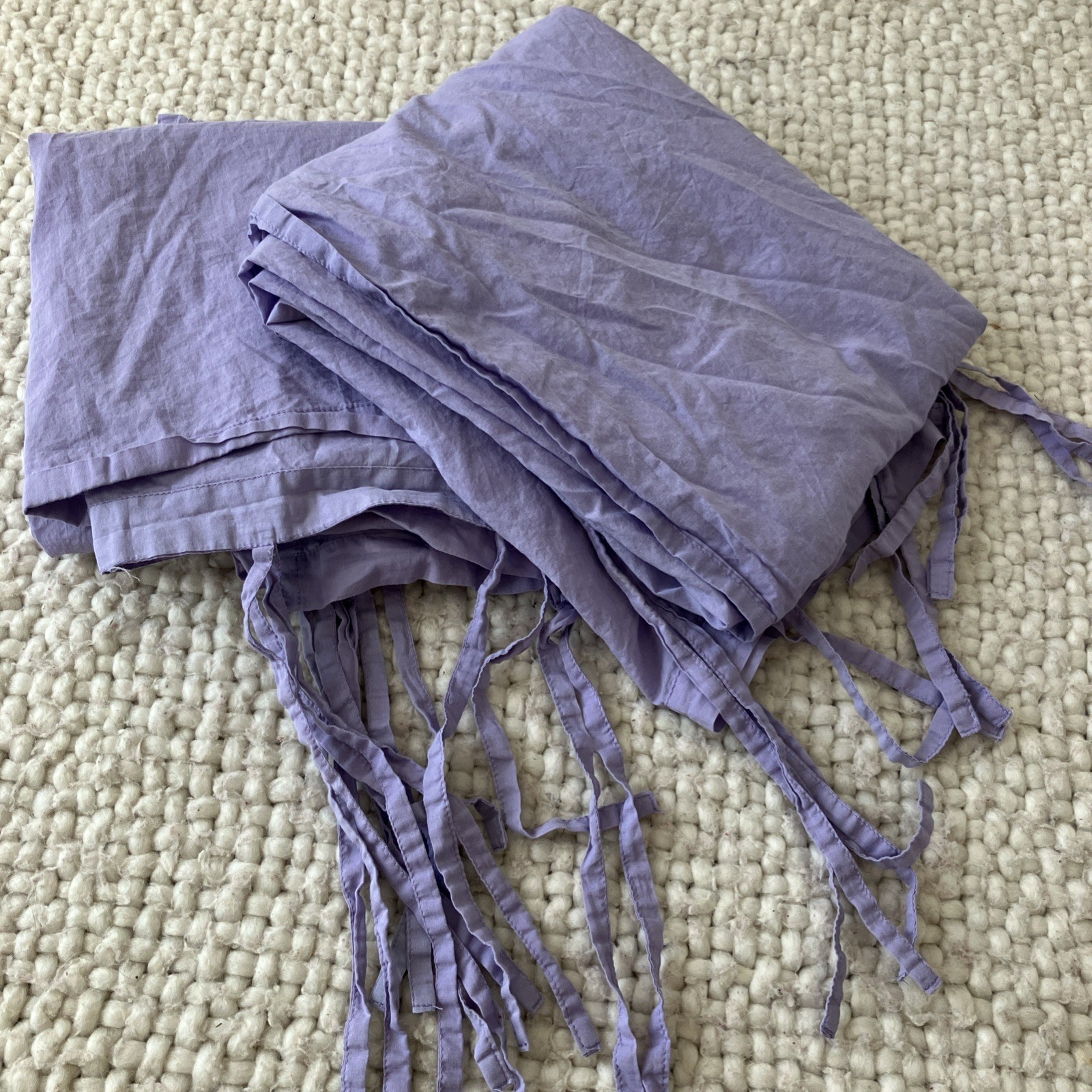 POTTERY BARN Curtains 2 Panels 37×78 Sheer Cotton Purple Tie Top