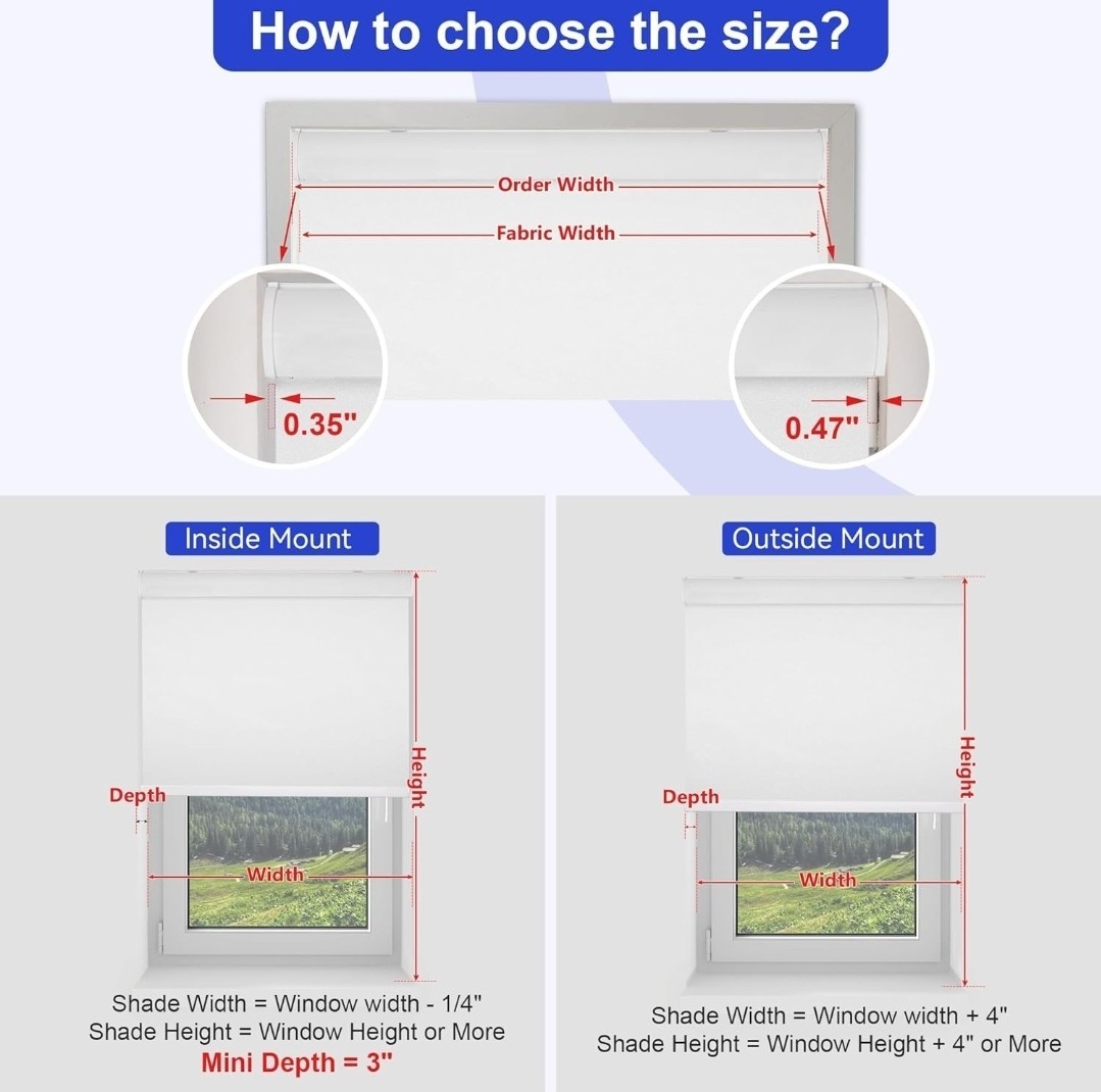 Allesin 100% Blackout Cordless Roller Shades for Windows. 46w X 72h White