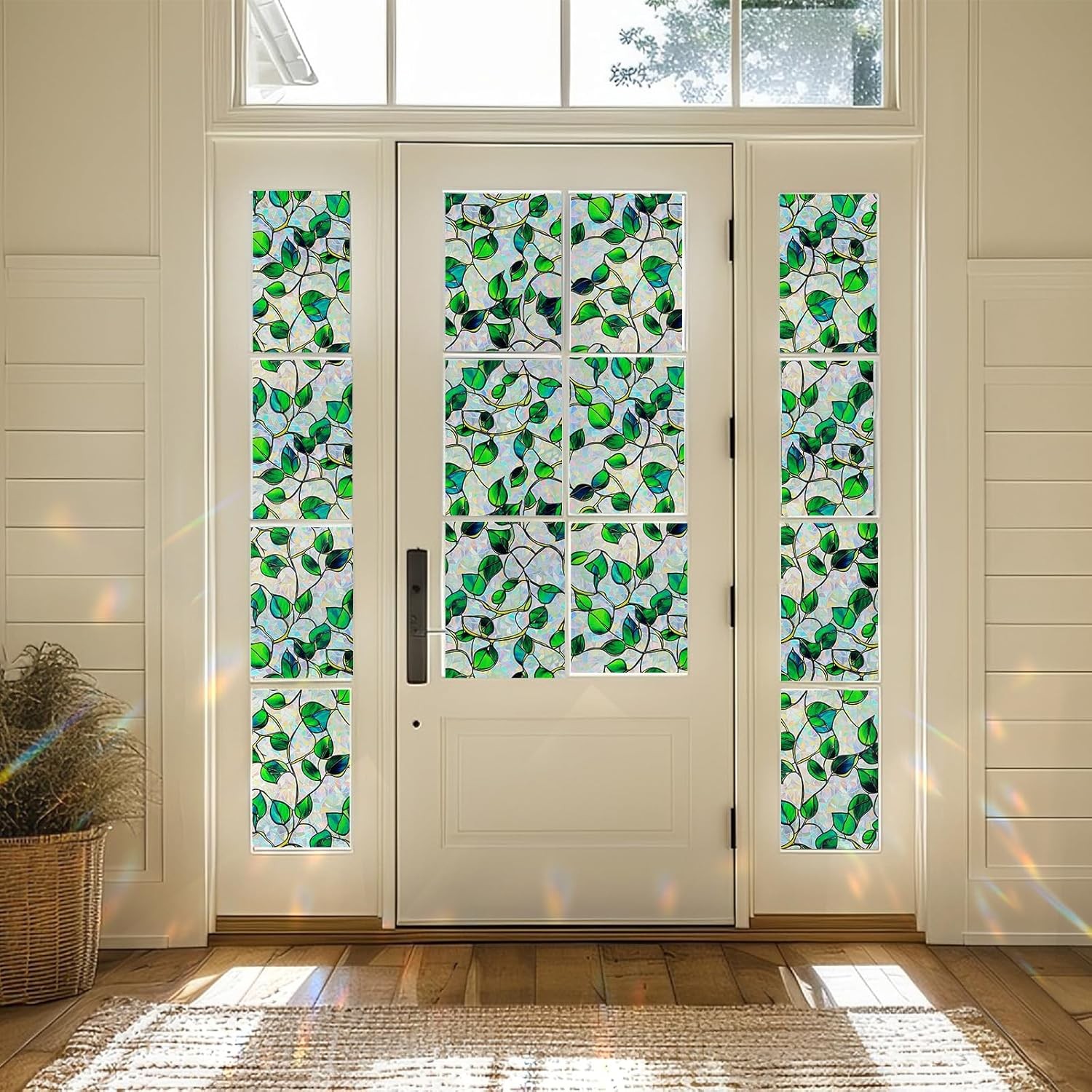 Window Privacy Film Stained Glass Decorative Static Clings Rainbow Window Tin…