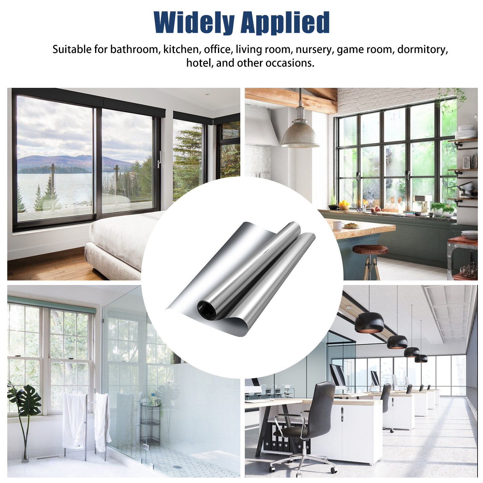 One-Way Mirror Window Film Heat UV Reflective Privacy Tint Foil for Home Office