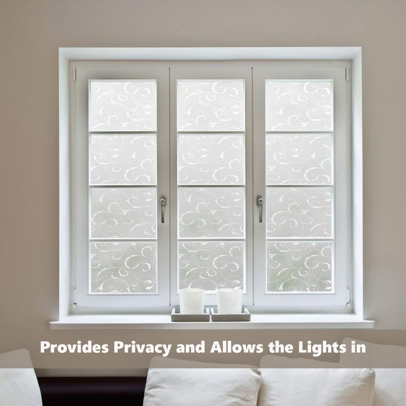 Stylish Window Cling Film, Frosted Glass Design, Easy Removal, 35.4 x 78.7 Inch