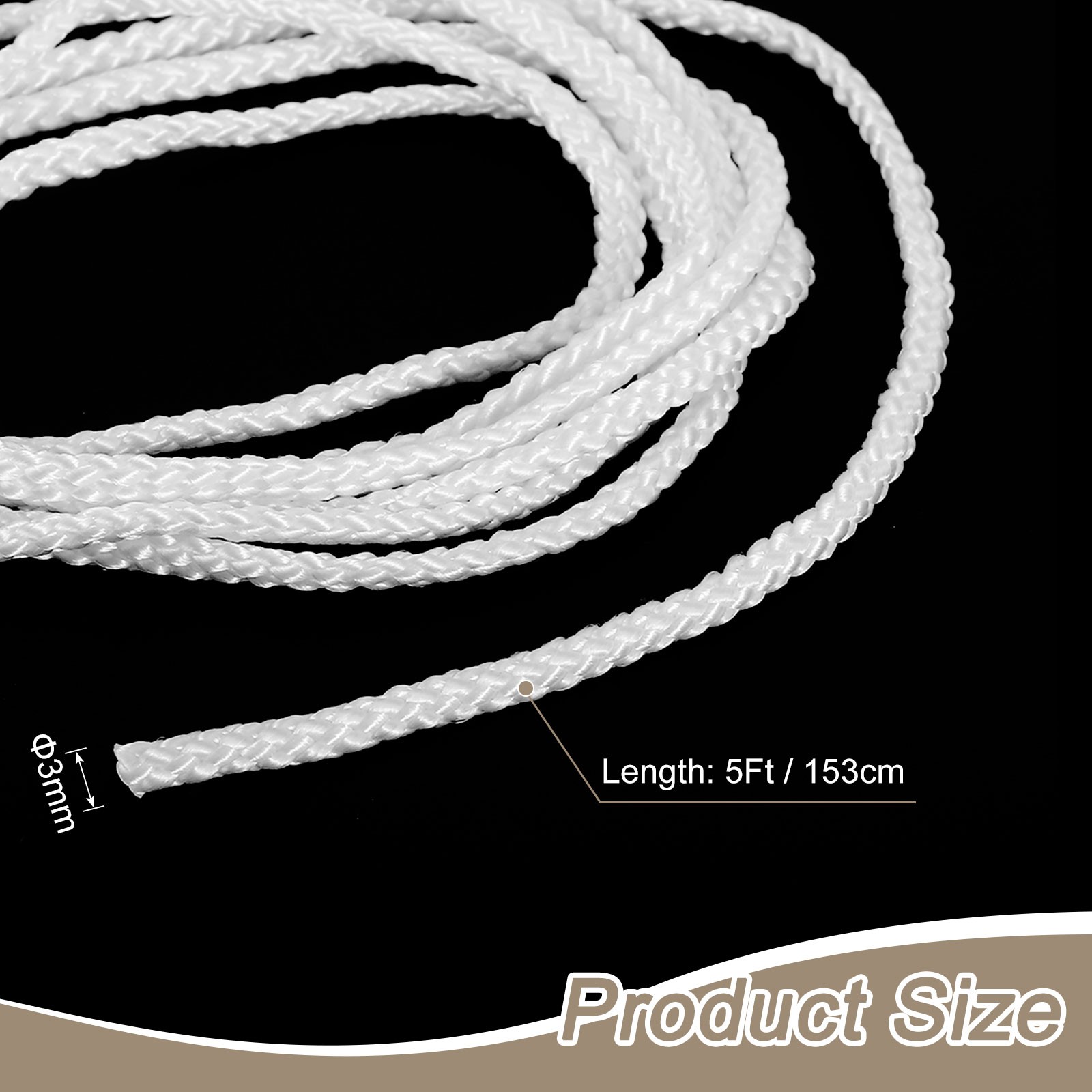Cord Loop for Window Shades, 3mm 5Ft Window Blind Looped String, White