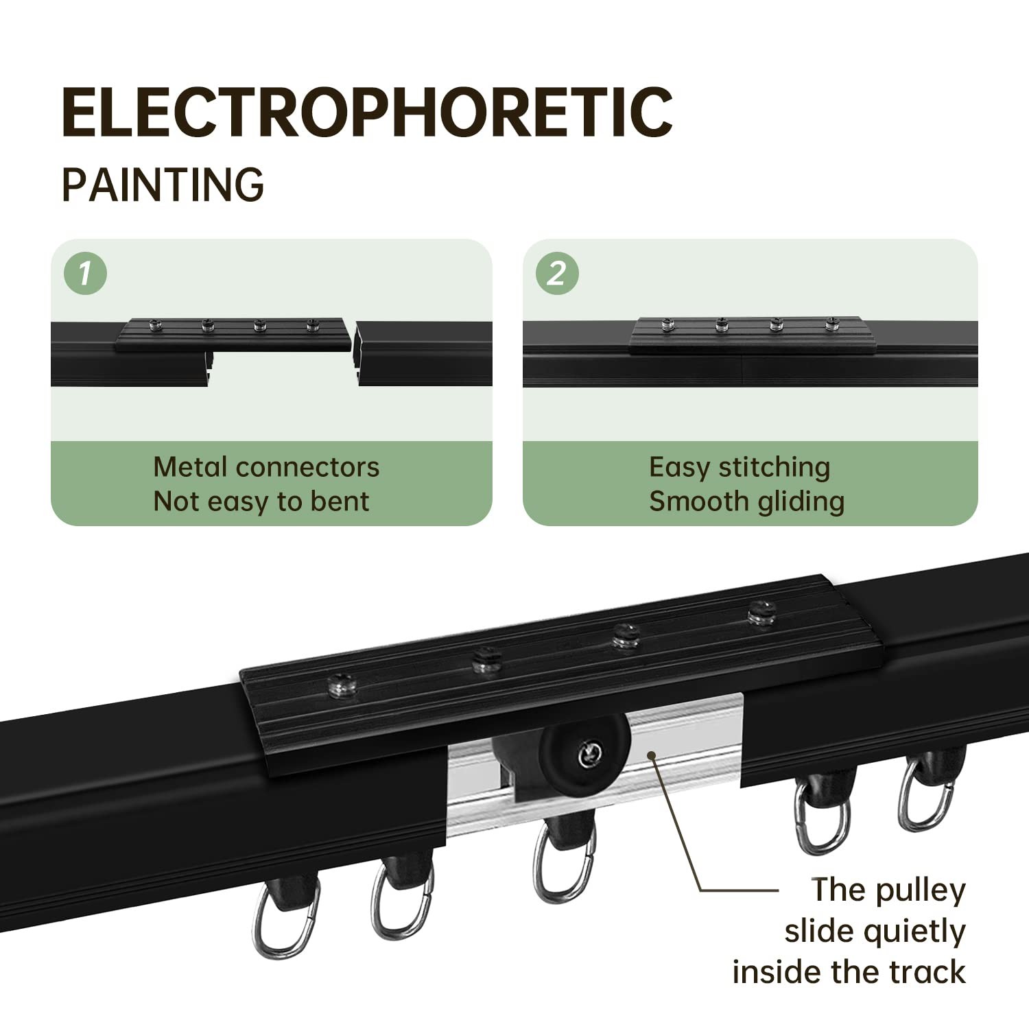 MaKefeile Ceiling Curtain Tracks 12FT,Curtain Track 12 ft (4 pieces), Black