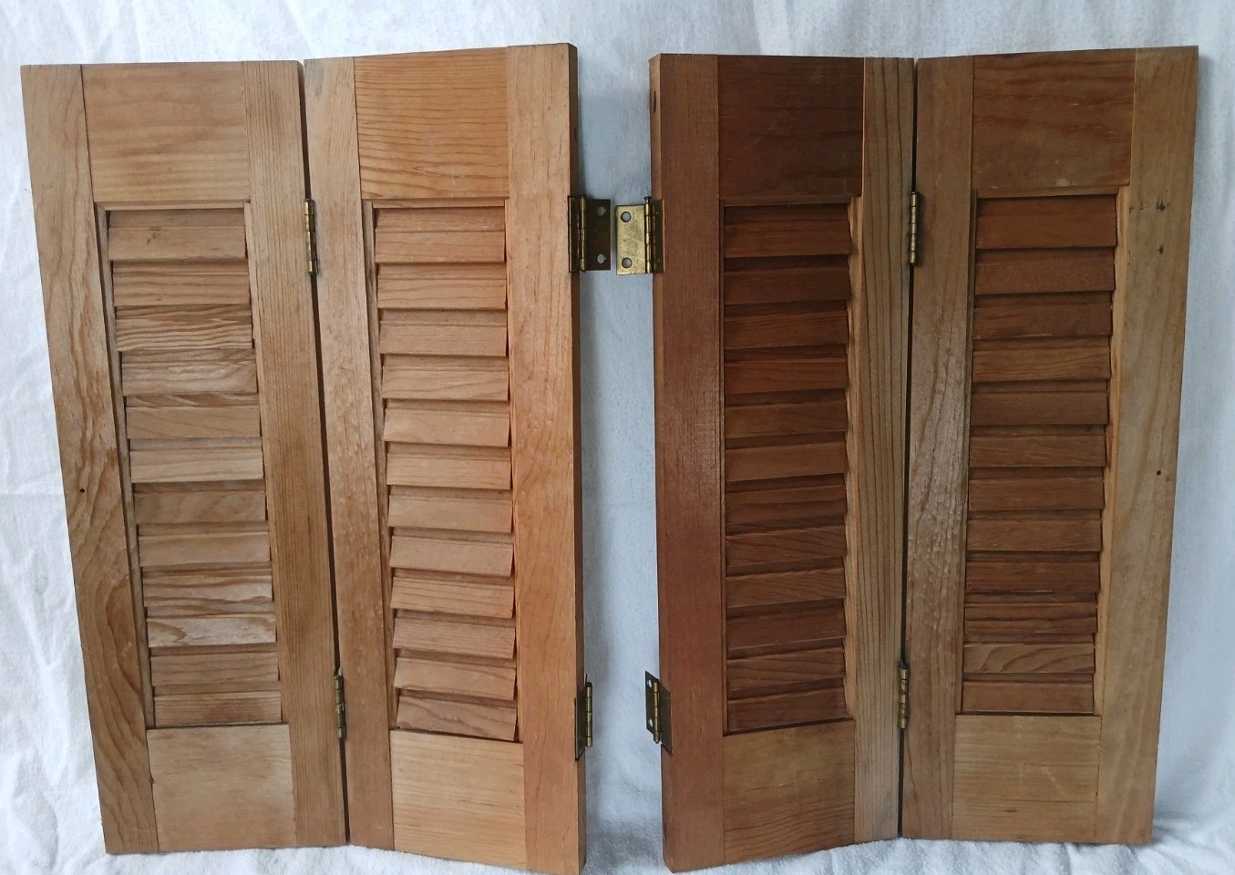 Vintage Plantation Window Shutters Set 18.5” X 11 14/16” Louver Salvaged Set 1-4