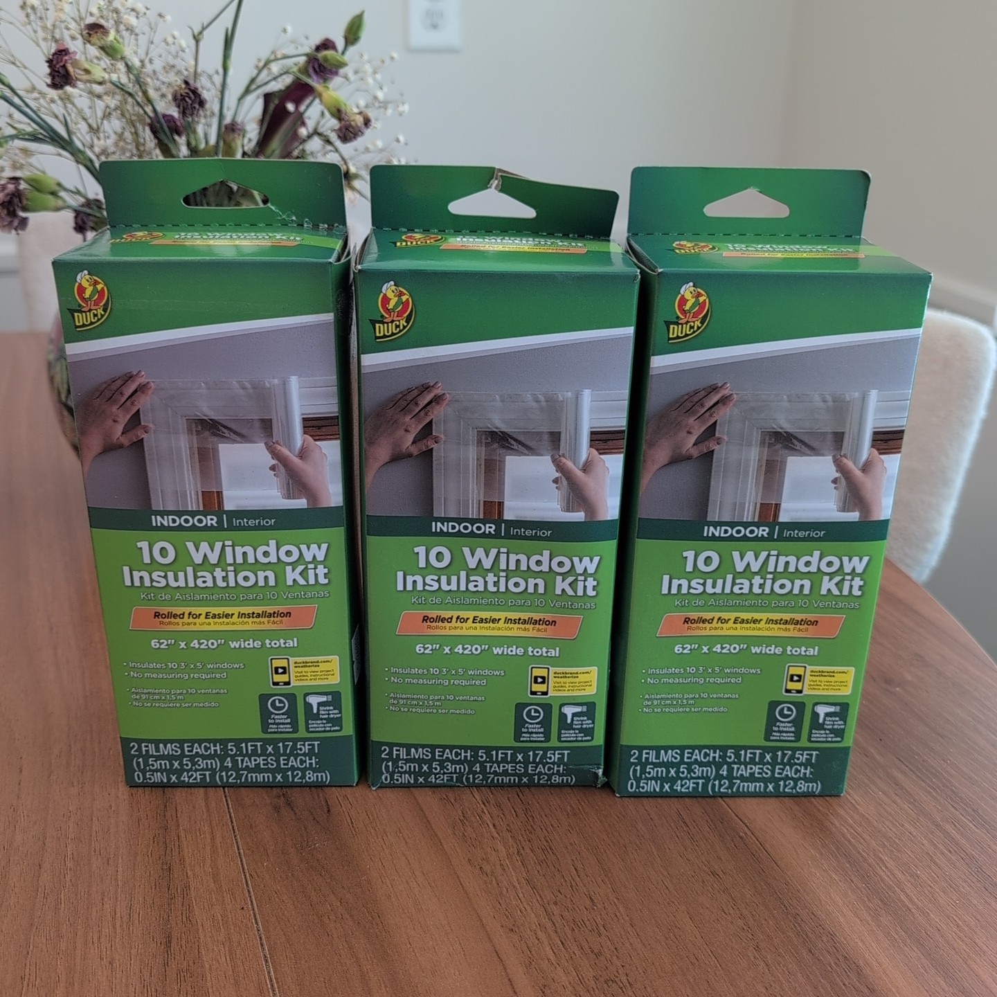 Duck Indoor Window Insulation LOT OF 3 Kits 62″ x 420″ Rolls Shrink Film #42825