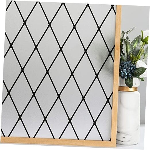 Frosted Black Lattice Window Film Static Cling Window 29.5″x118″ (75x300cm)