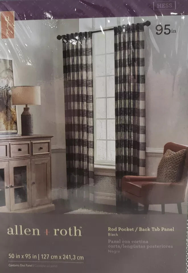 Allen + Roth 95-in Black Light Filtering Back Tab Single Curtain Panel