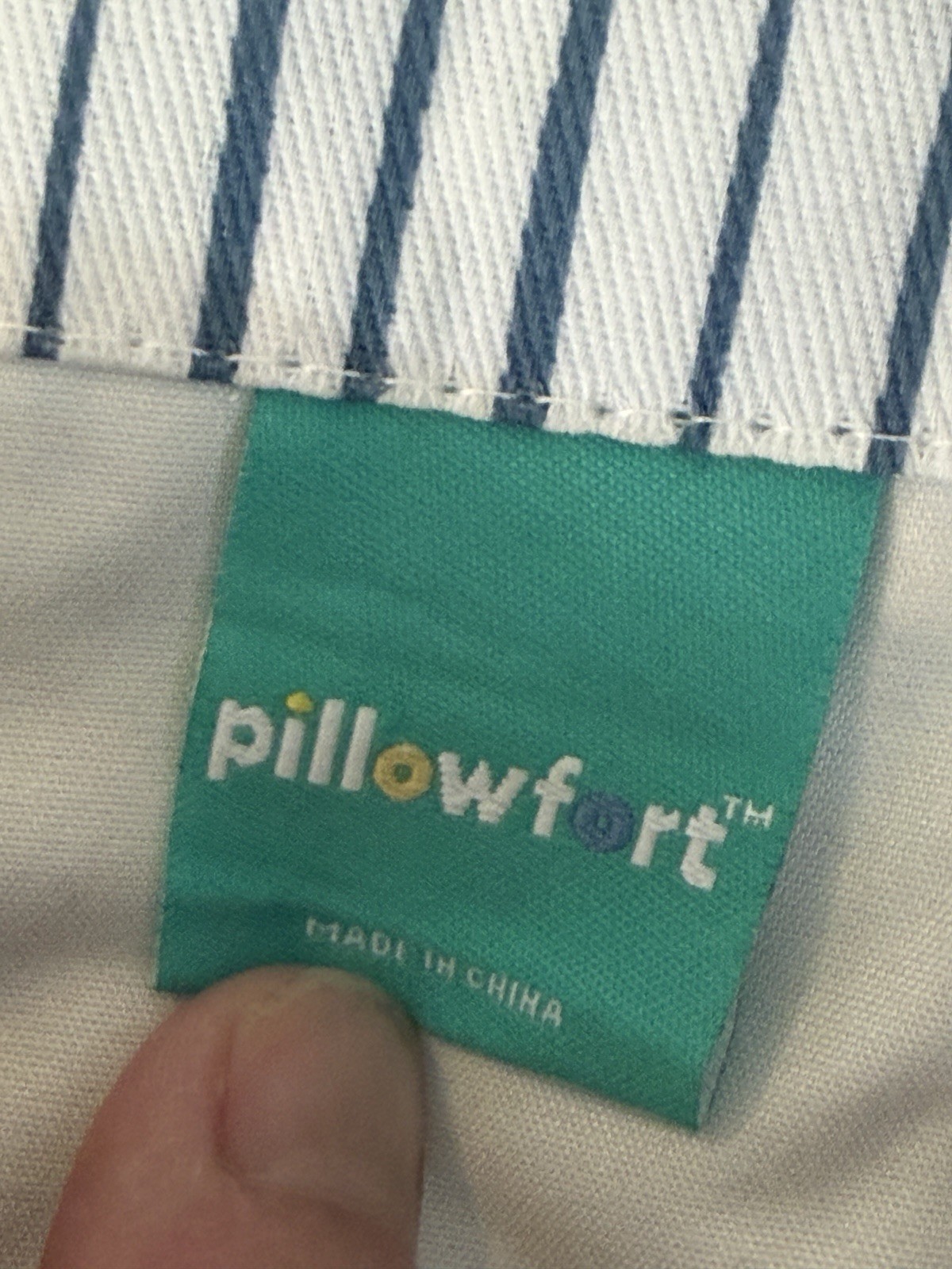 2 Pillowfort Curtain Panels Blue white Stripes Lined Hidden Tab Top 84″X41″