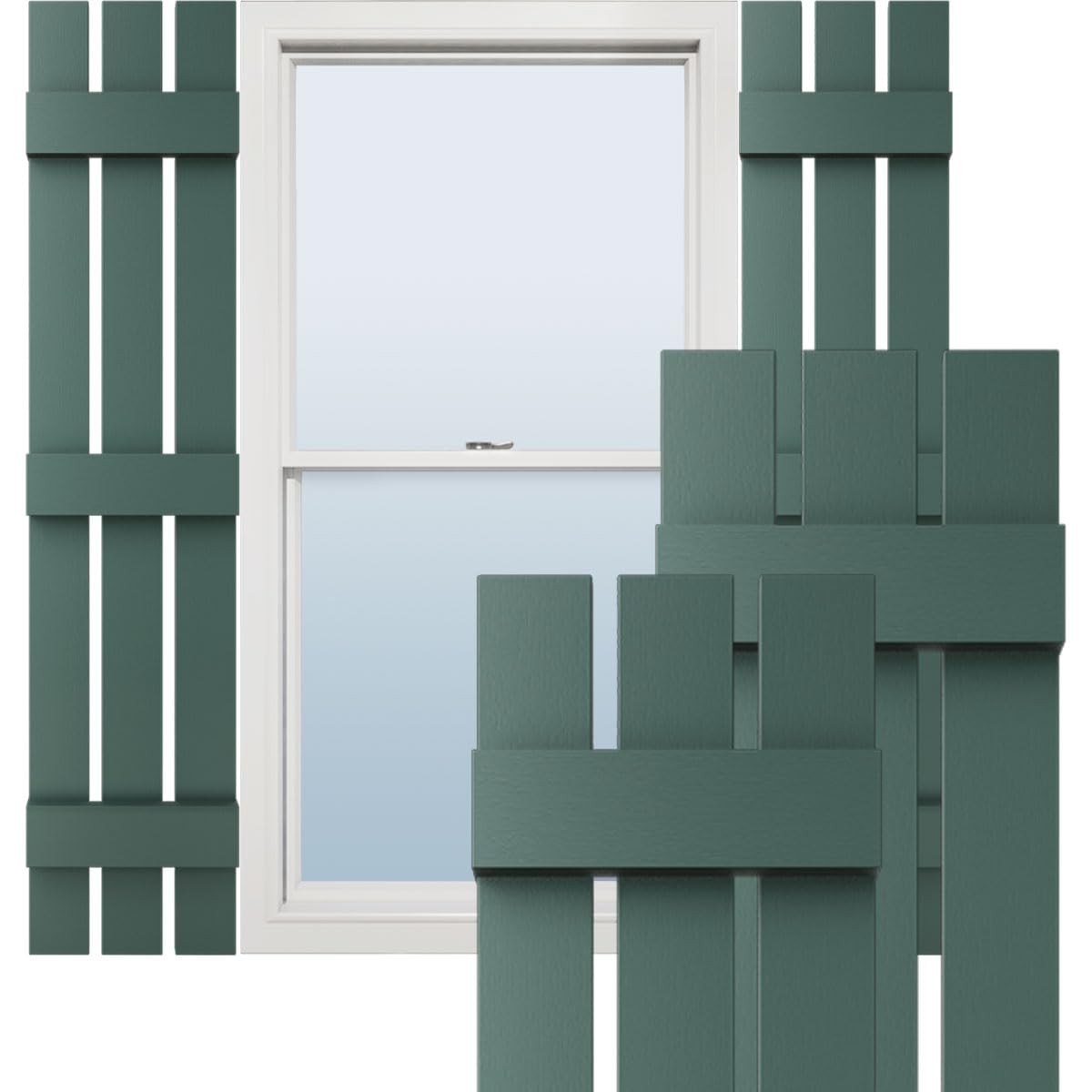 Ekena Millwork 12″W x 59″H Vinyl Board-n-Batten Shutters, Forest Green