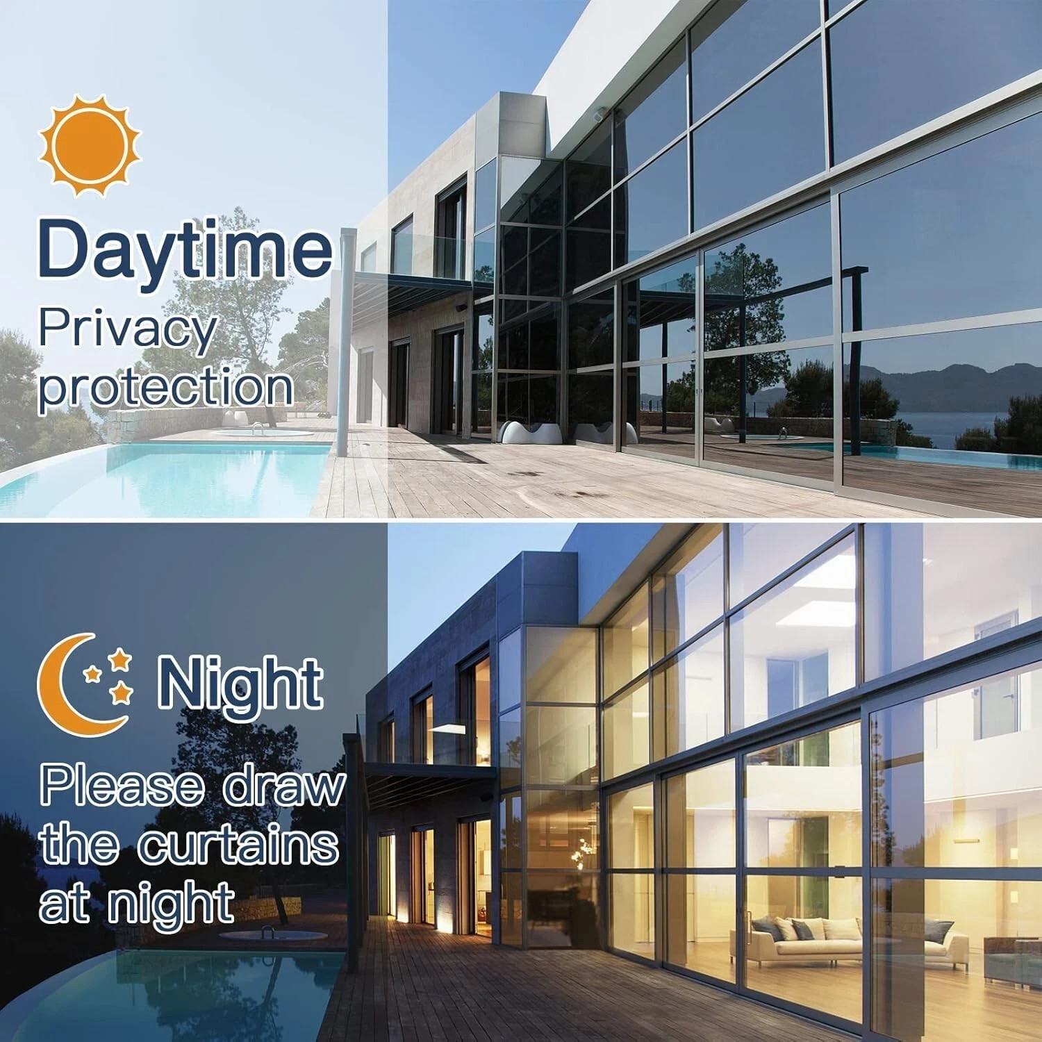3-Pack One-Way Window Privacy Film – Reflective Sun Block Tint, Heat & UV Protec