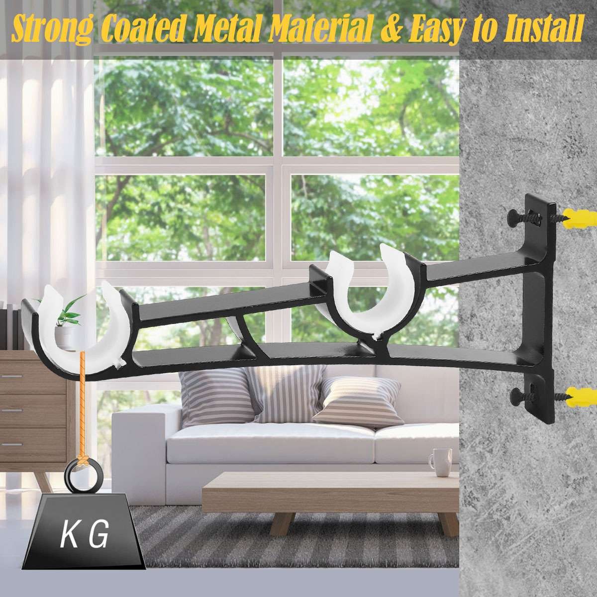 Hang Curtain Bracket Rod Holders Single Hook Into Window Frame Aluminum Alloy