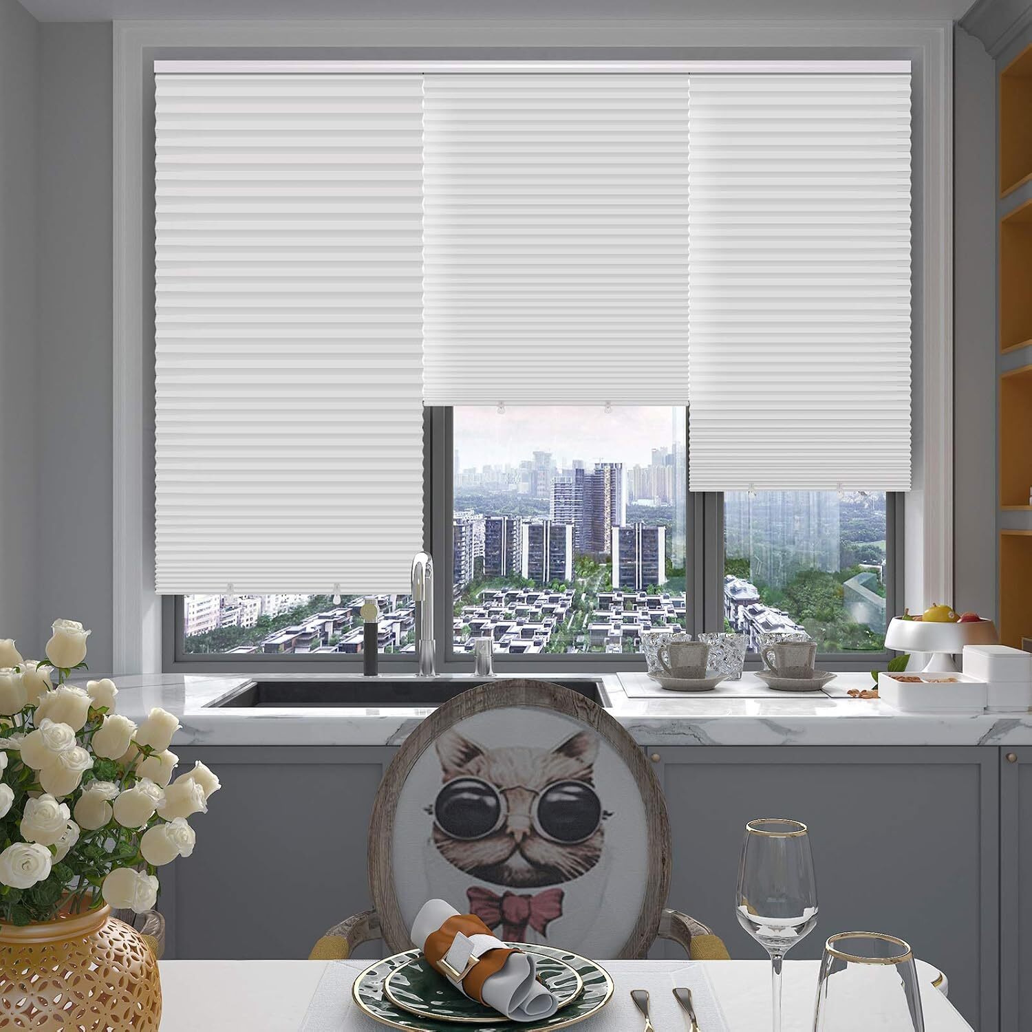 6-Pack Window Blinds with 12 Travel Clips, 36 W x 72 H, White