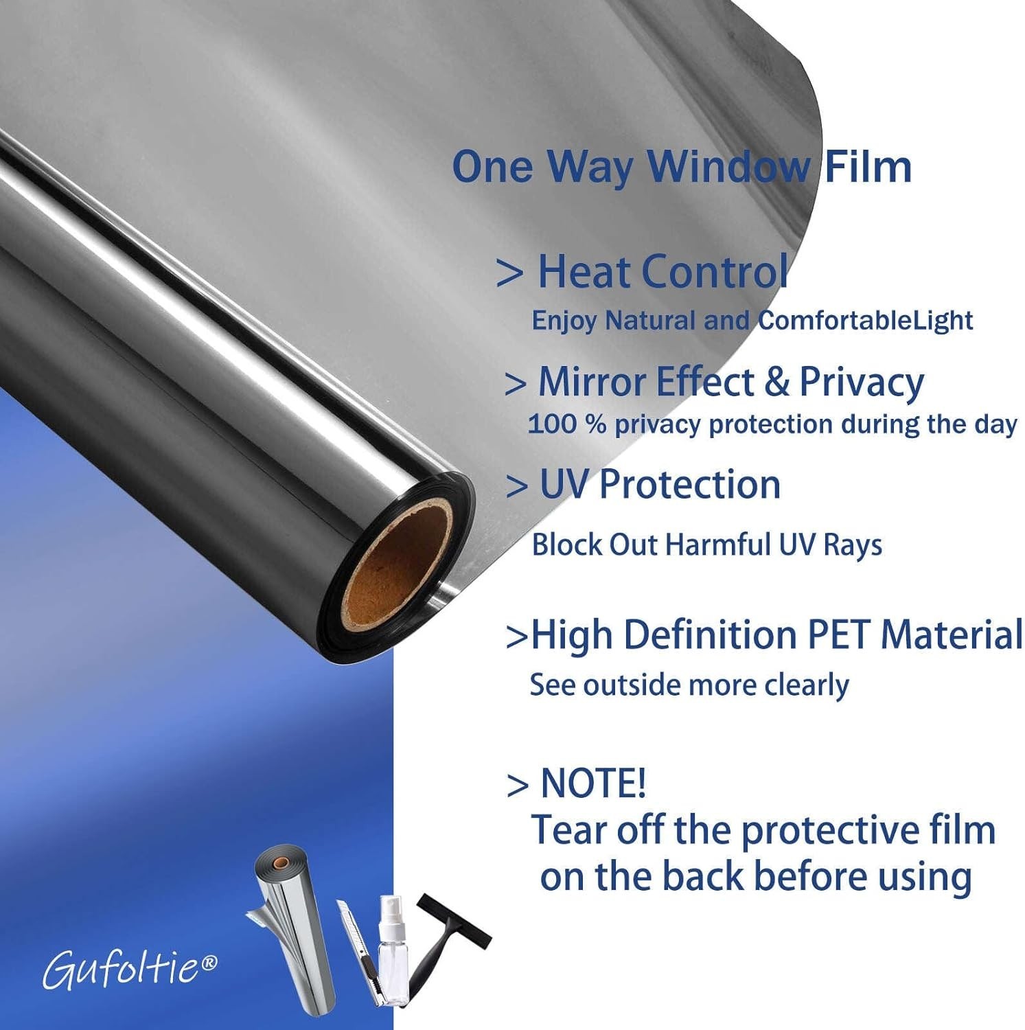 One Way Privacy Window Film Reflective Solar Control Window Film Heat Control…