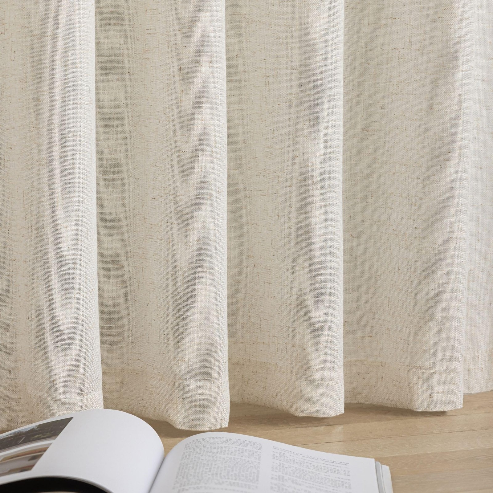 VOILYBIRD Palma Natural Linen Textured Semi Sheer Curtains for Living Room 96