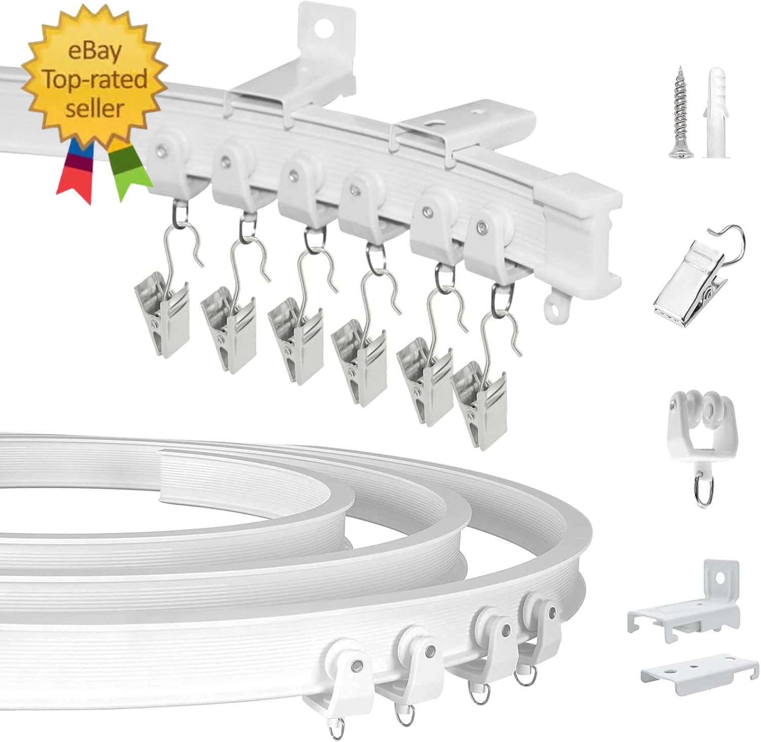 Ceiling Curtain Track, Flexible Bendable Curtain Rail System, 20Ft Wall Mount He