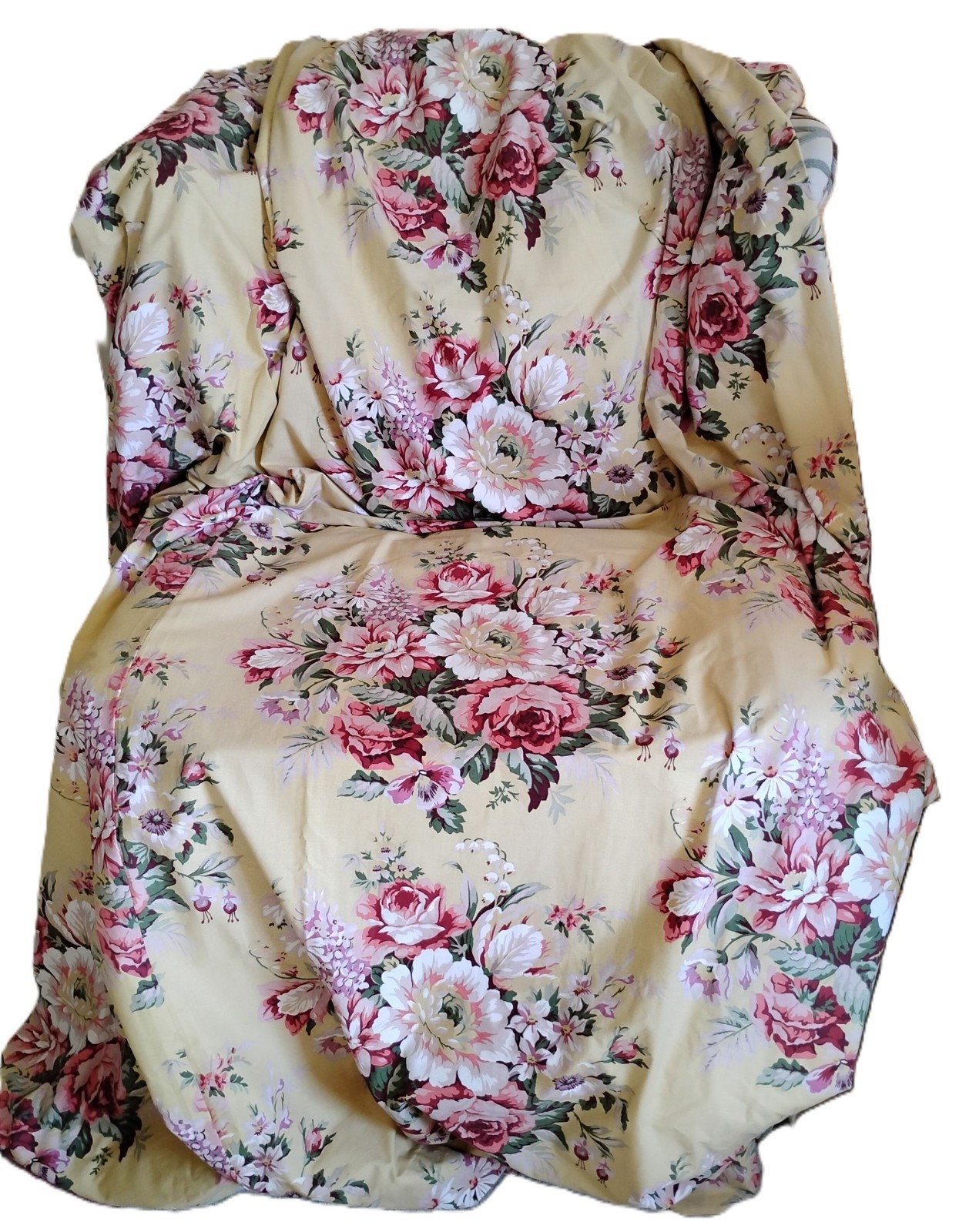 Ralph Lauren Custom Drapes Pinch Pleats Yellow Floral 4 Panels 54″w x 79″t each