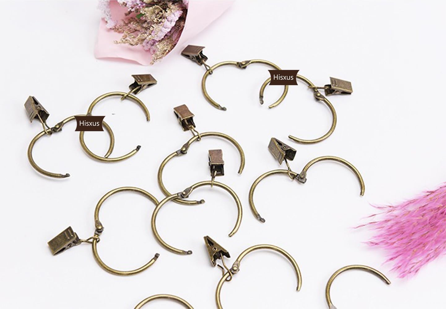 40 Pcs Openable Curtain Clips with Rings Antique Brass 1Inch Strong Metal Dec…