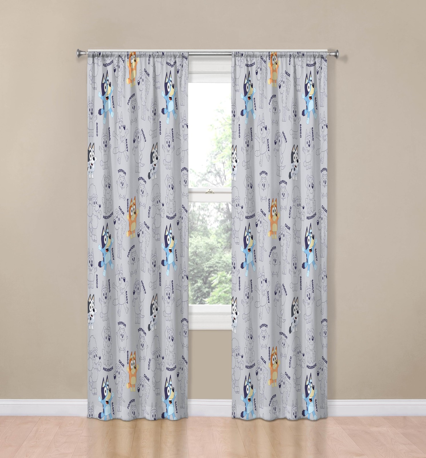 Window Curtains for Kids Bedroom 4-Piece Drape Set with 2 Tiebacks, Grey – Bl…