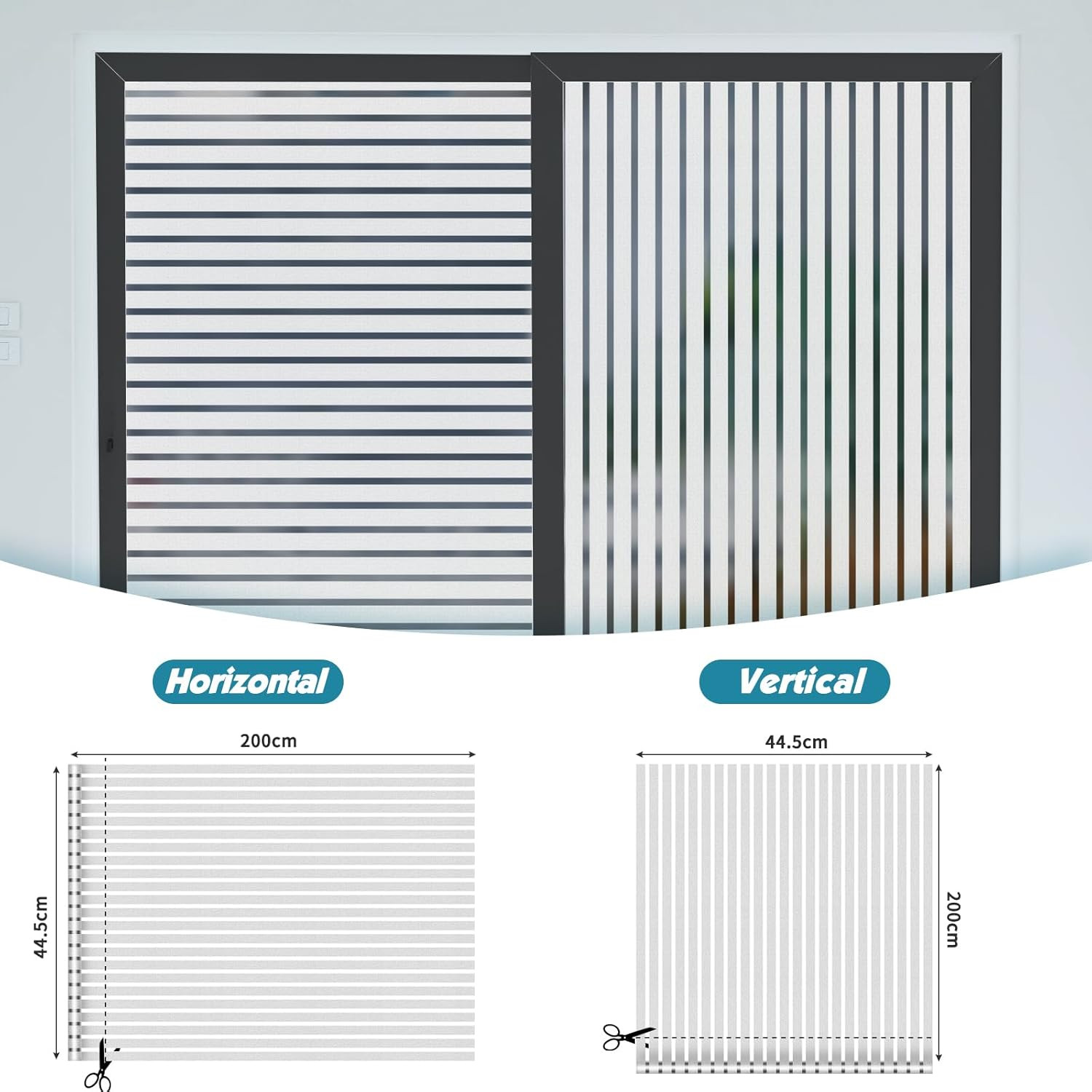 Niviy Frosted Window Film Privacy 17.7" x 78.7", Wide Stripe