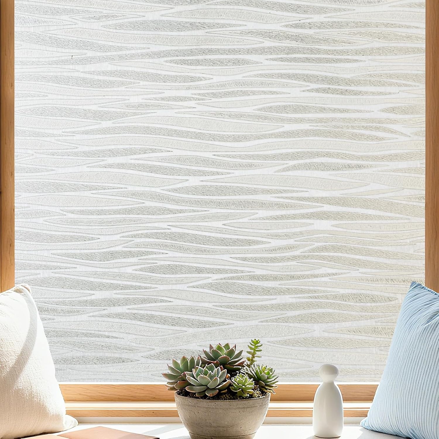Finnez Frosted Privacy Window Film Static Cling, Non-Adhesive Decorative Cover