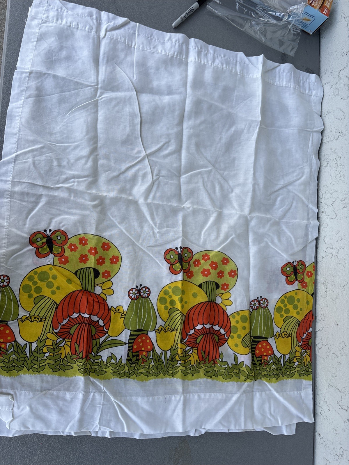 Vintage Mushroom Curtains 2 Panels 35 x 29 Orange Butterfly Merry sears a707