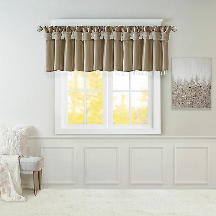 Madison Park Emilia Twist Tab Valance With Beads Pewter Beaded New 50 X 26